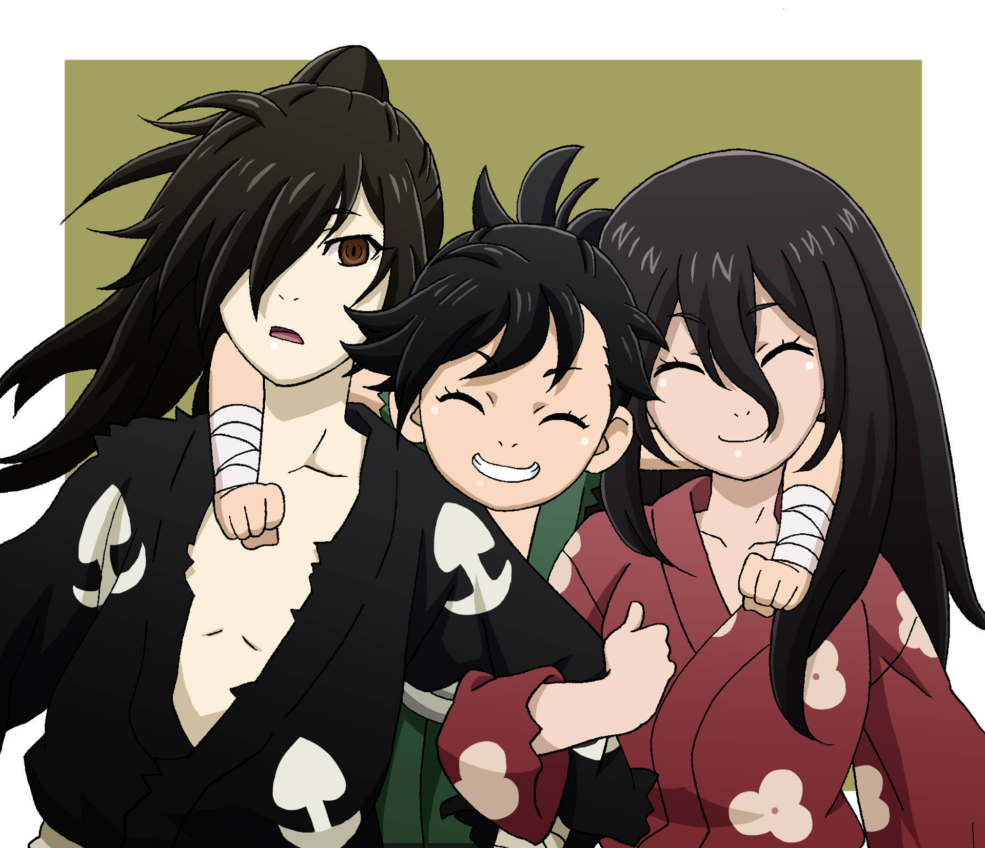 Hyakkimaru and two children from Dororo HD Wallpaper
