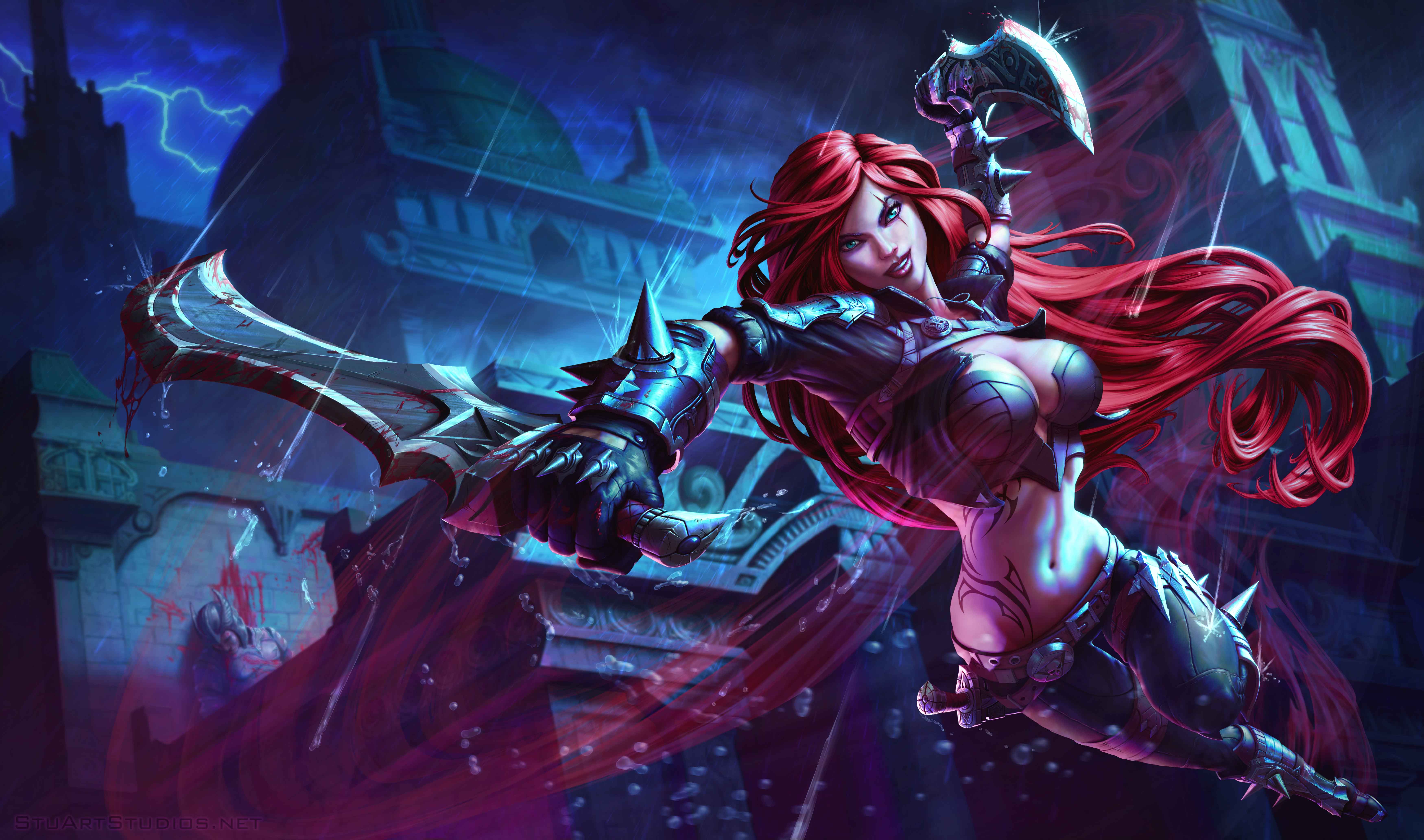 Katarina from League of Legends in a dark setting HD Wallpaper