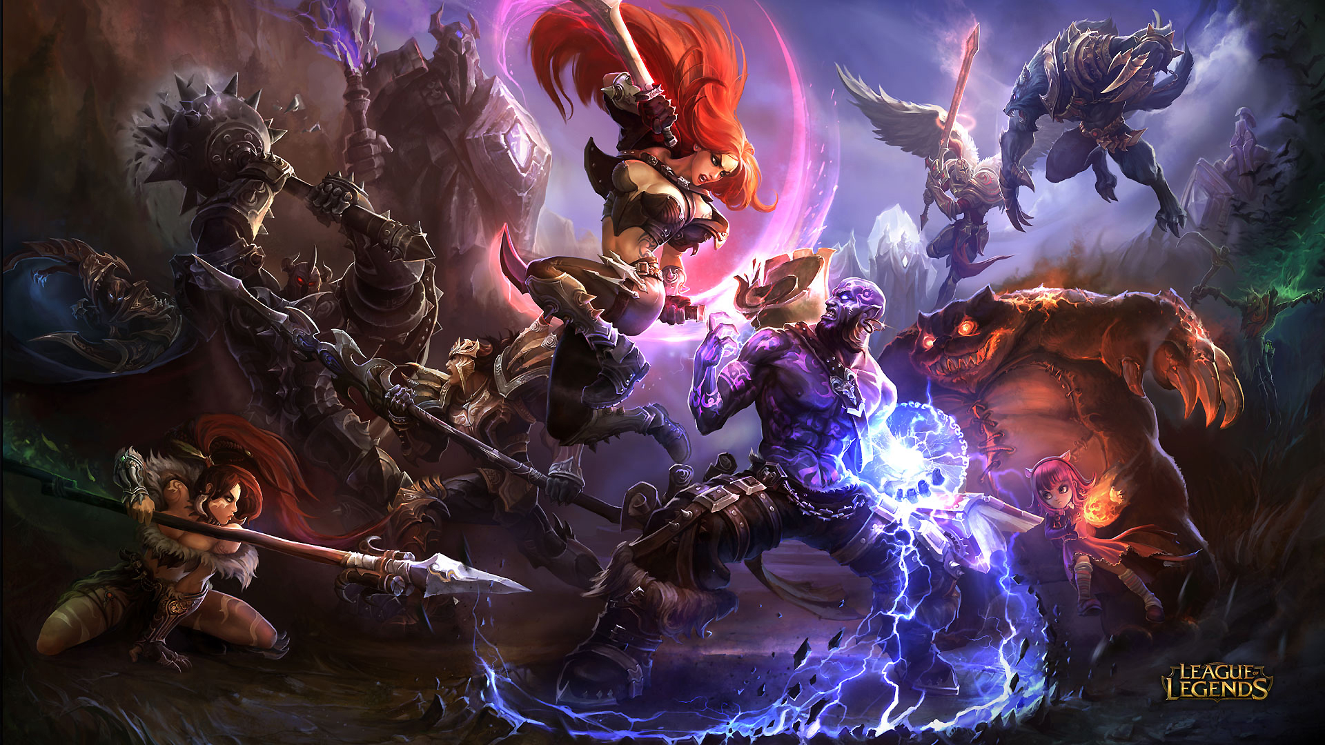 League of Legends characters in battle HD Wallpaper