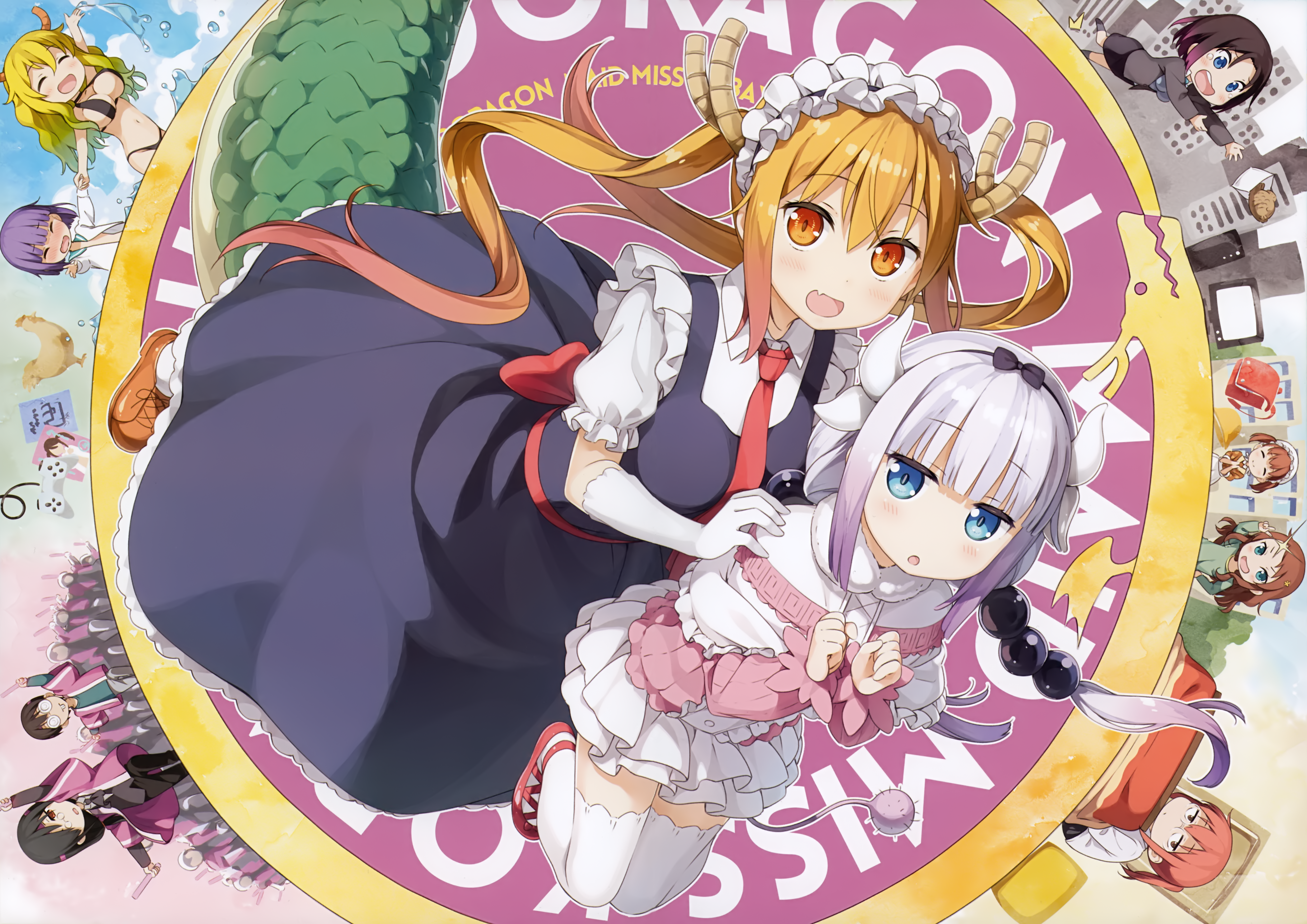 Kanna Kamui and Tohru from Miss Kobayashi's Dragon Maid HD Wallpaper