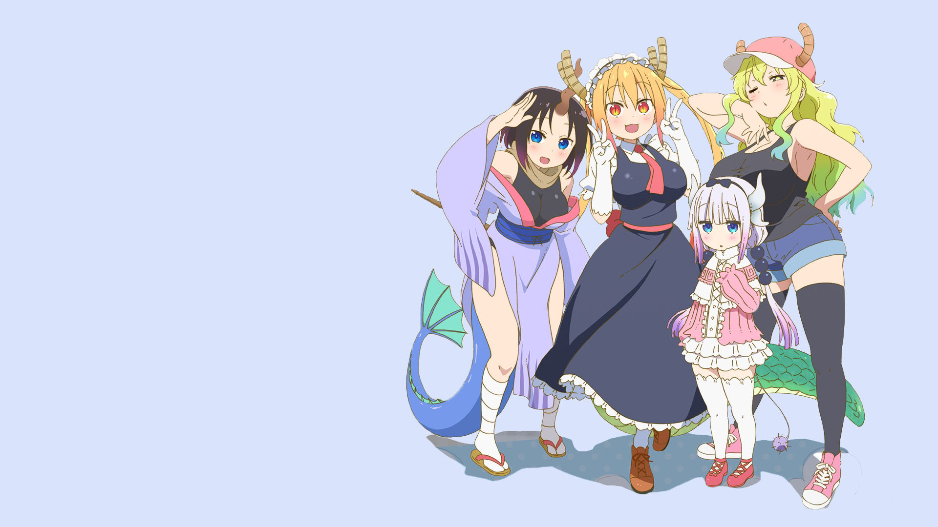 Kanna Kamui and friends from Miss Kobayashi's Dragon Maid HD Wallpaper