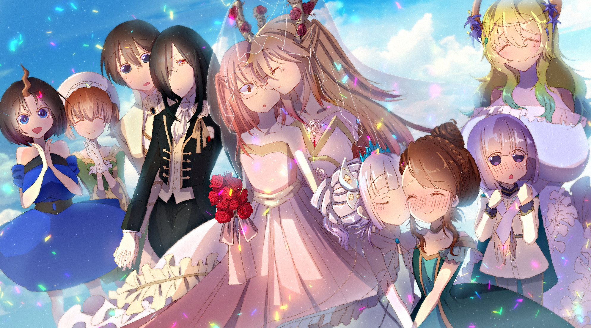 Anime characters in wedding attire HD Wallpaper
