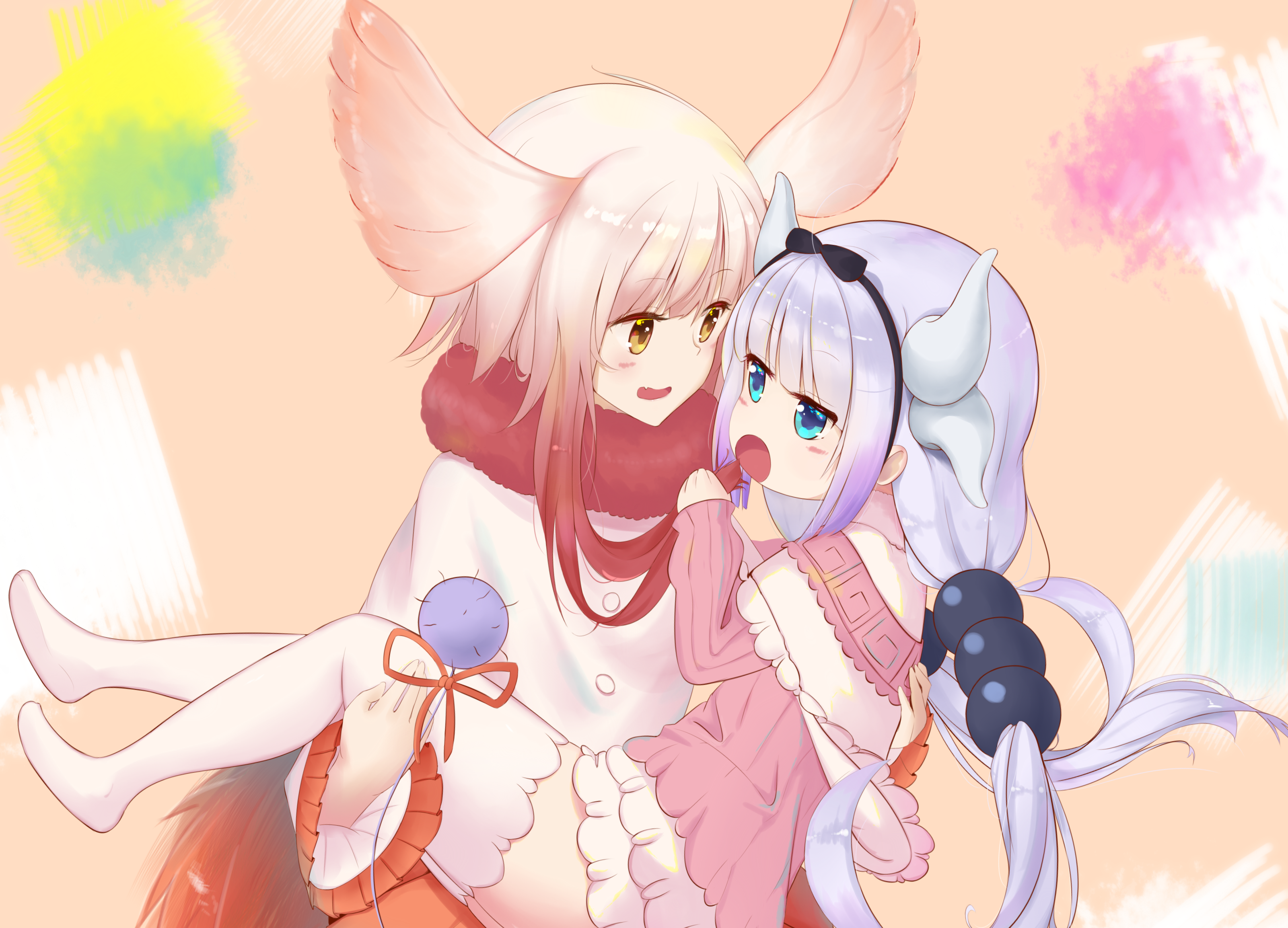 Kanna Kamui and Fennec Fox Girl HD Wallpaper