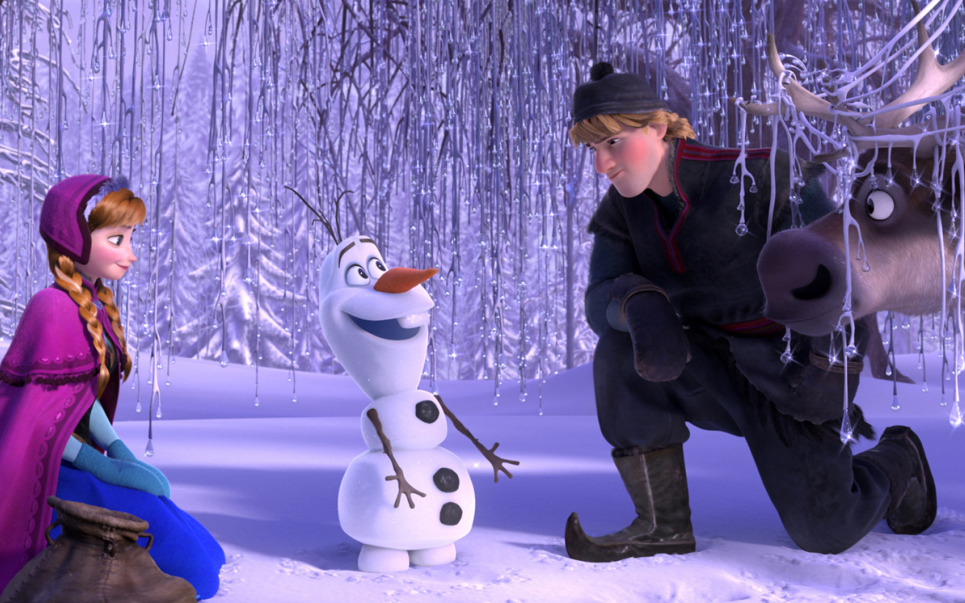 Anna, Olaf, Kristoff, and Sven from Frozen HD Wallpaper