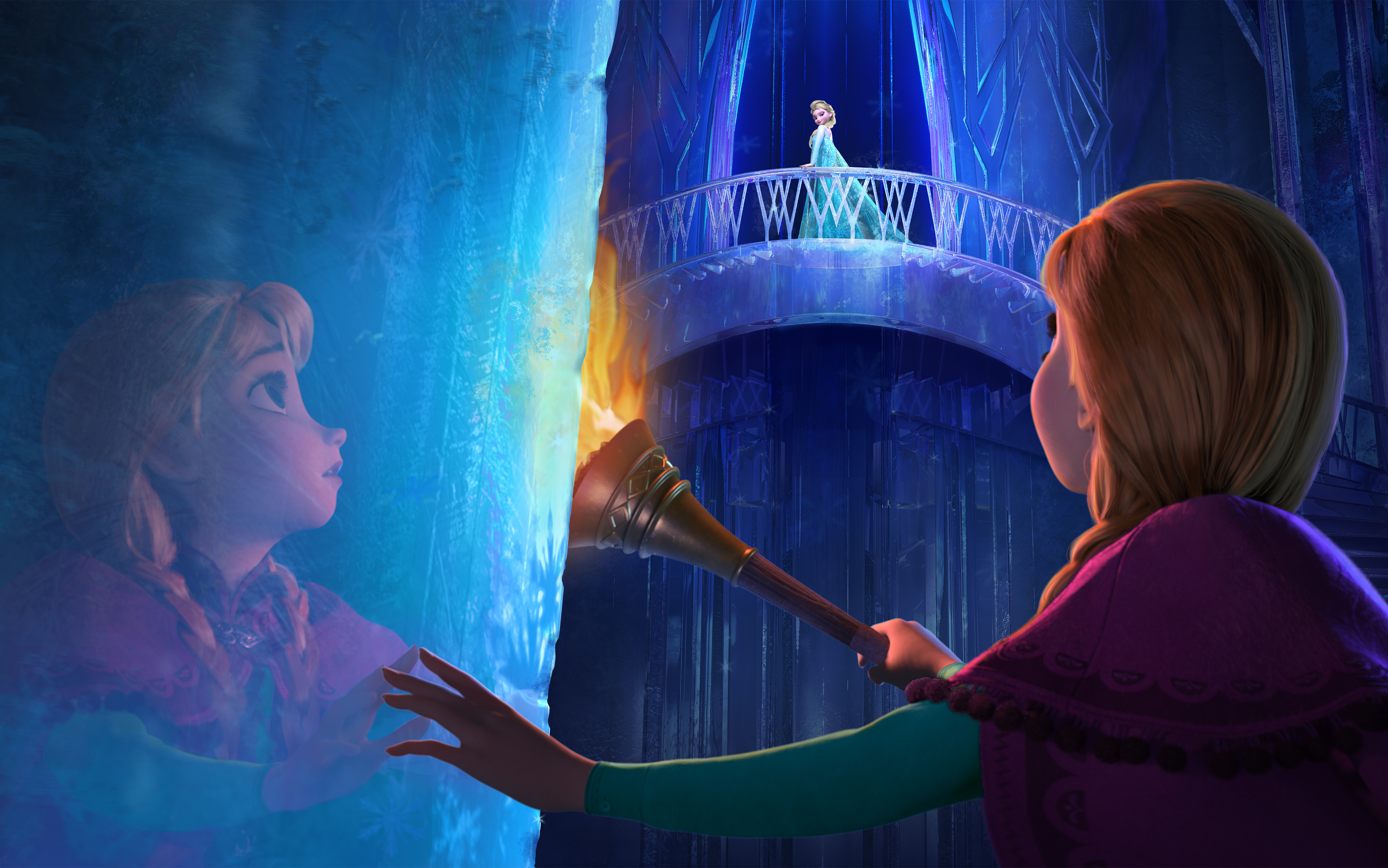 Anna from Frozen holding a torch HD Wallpaper
