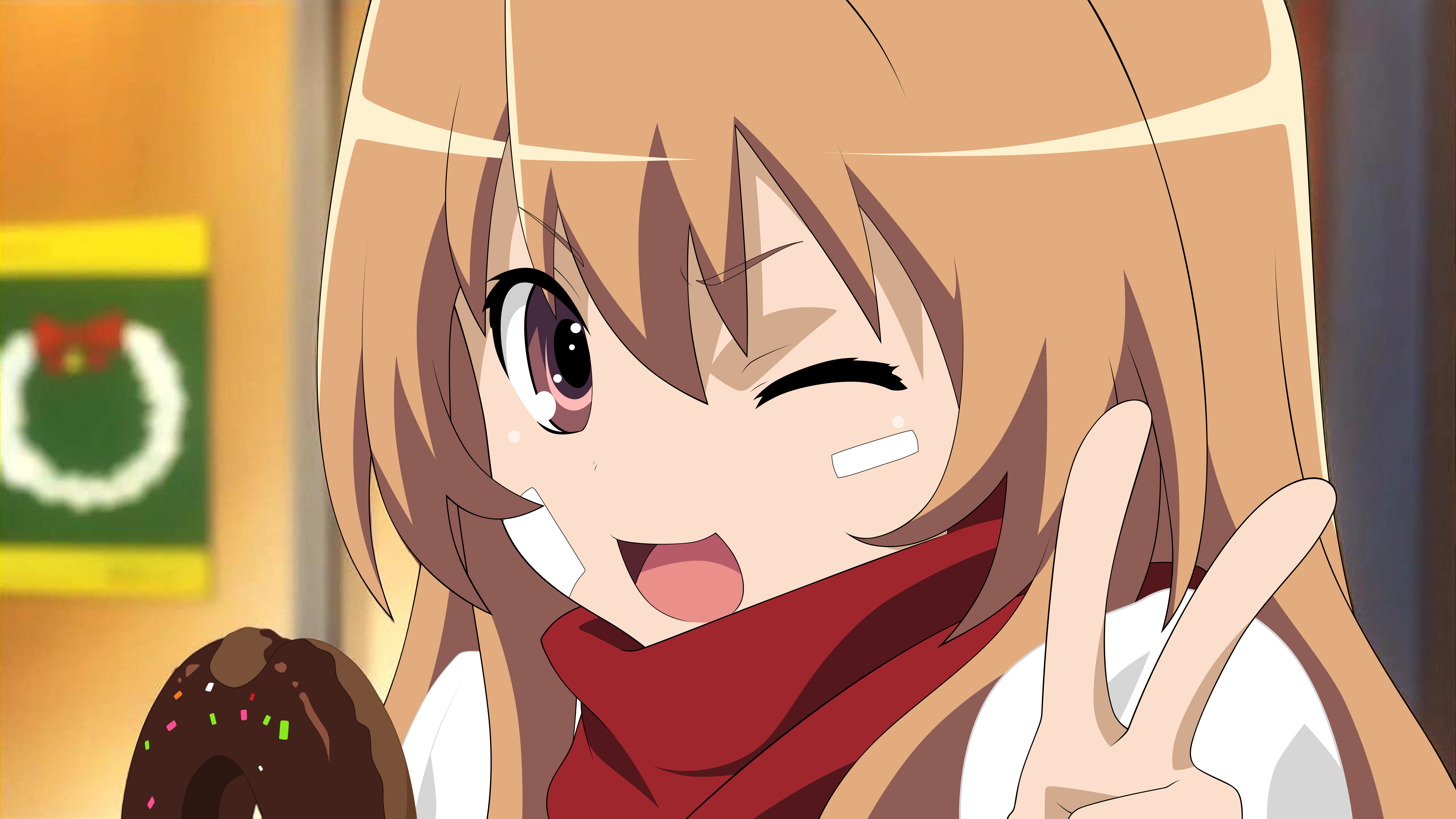 Taiga Aisaka holding a donut HD Wallpaper