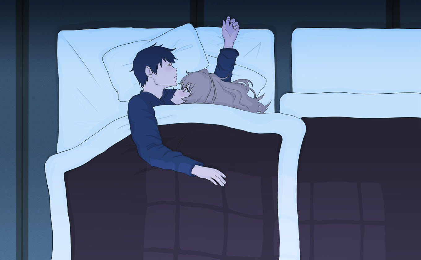 Taiga Aisaka sleeping in bed HD Wallpaper