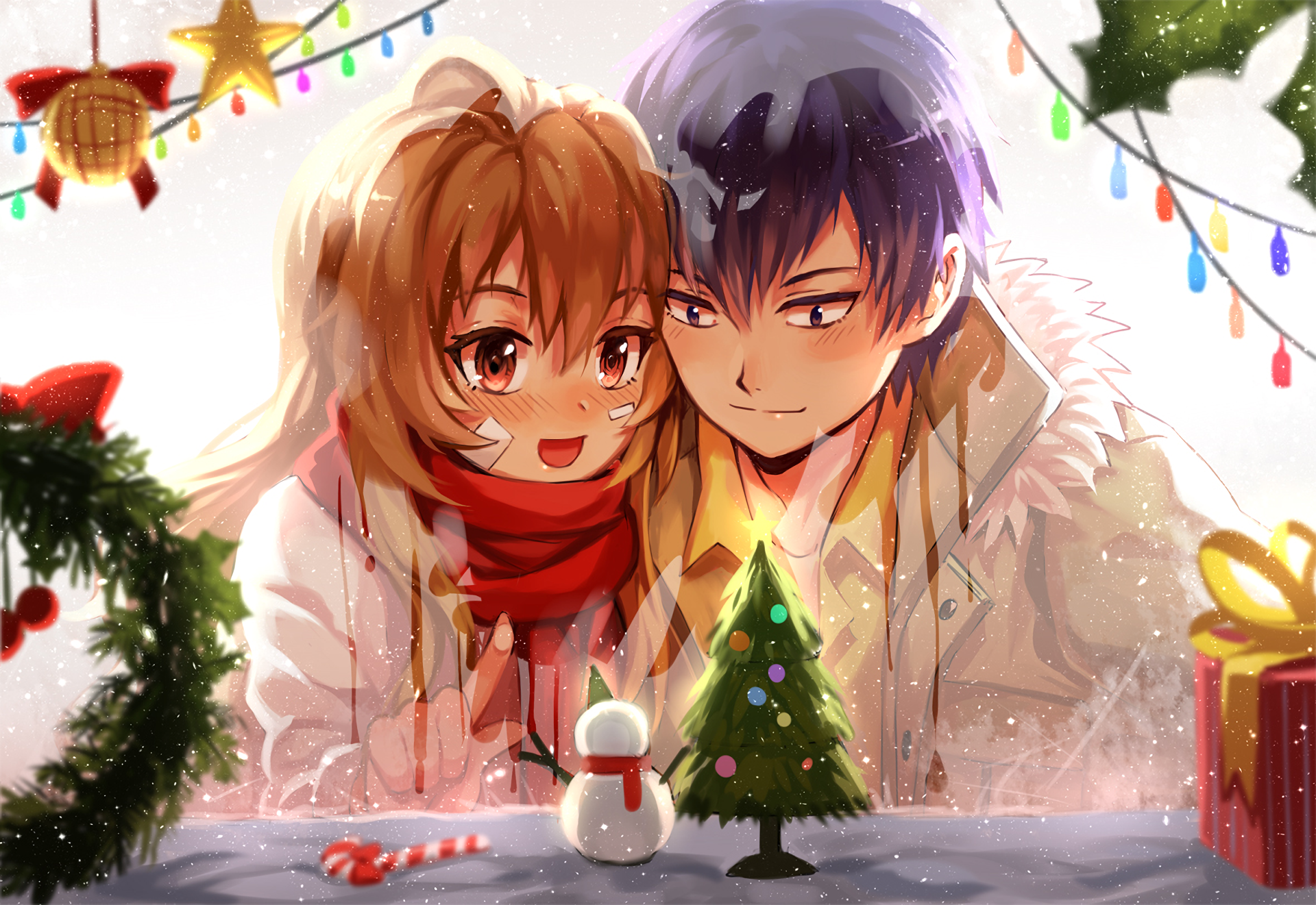 Taiga Aisaka and Ryuji Takasu Christmas HD Wallpaper