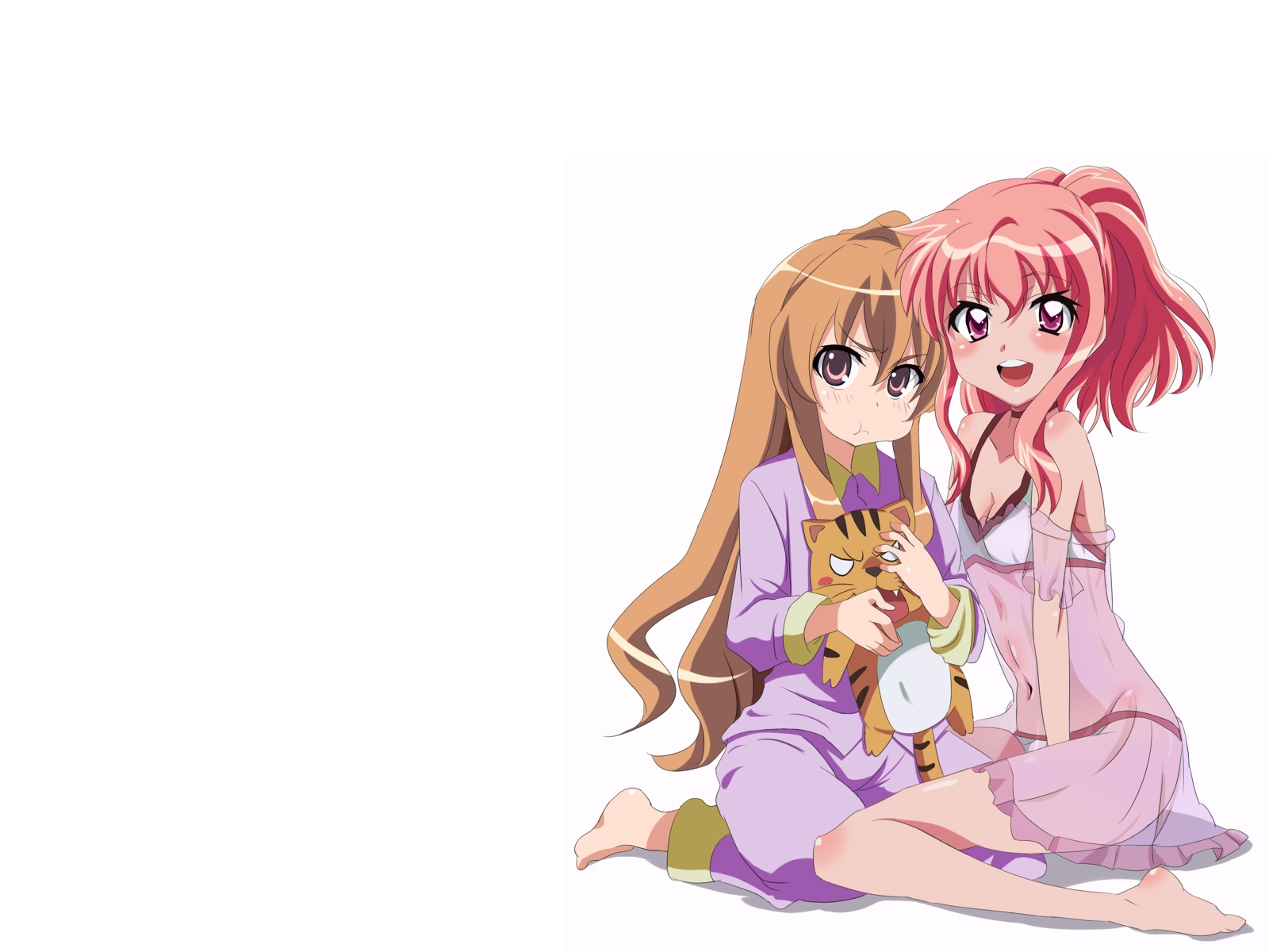 Taiga Aisaka with Pink-Haired Girl HD Wallpaper