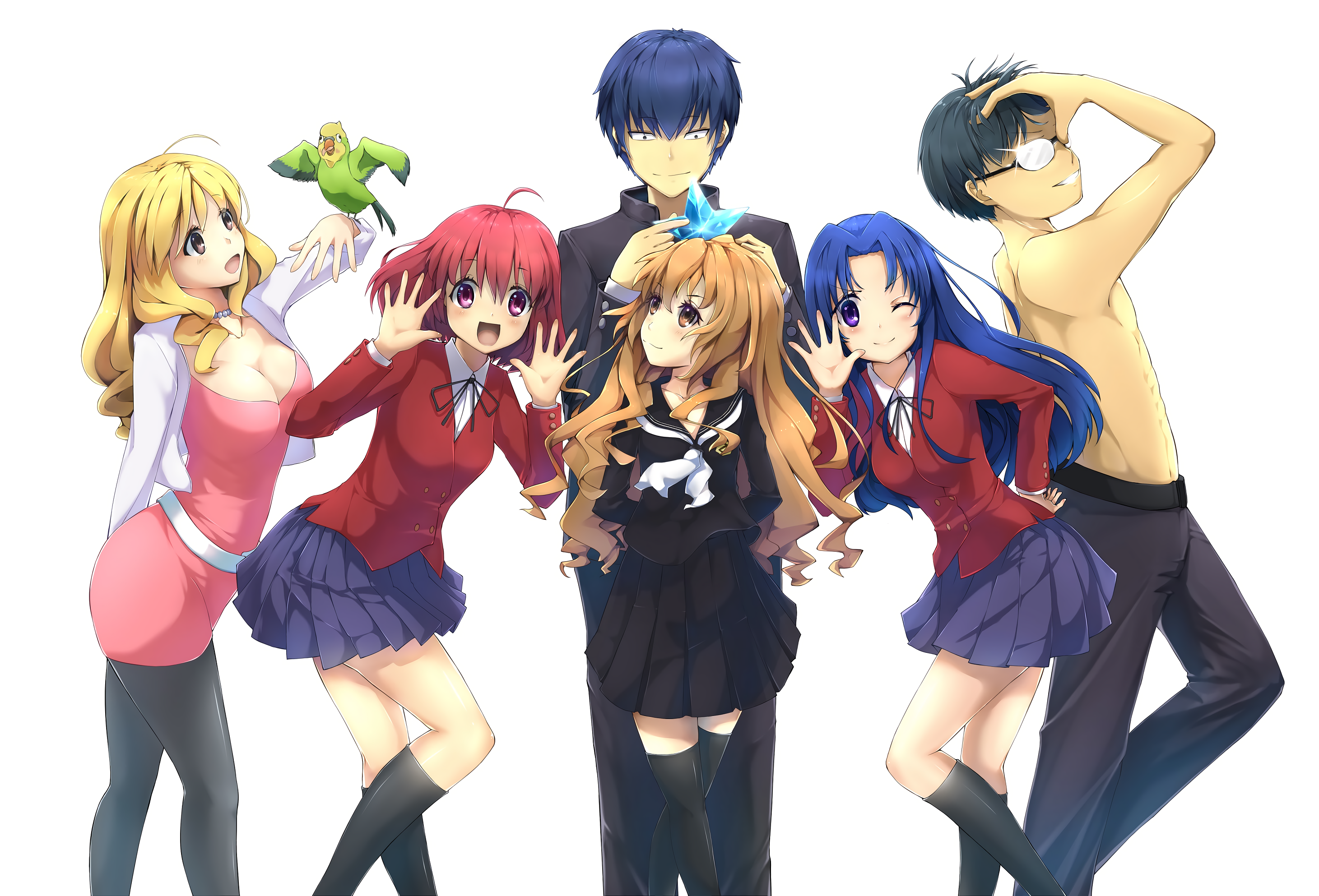 Toradora! characters with a parrot HD Wallpaper