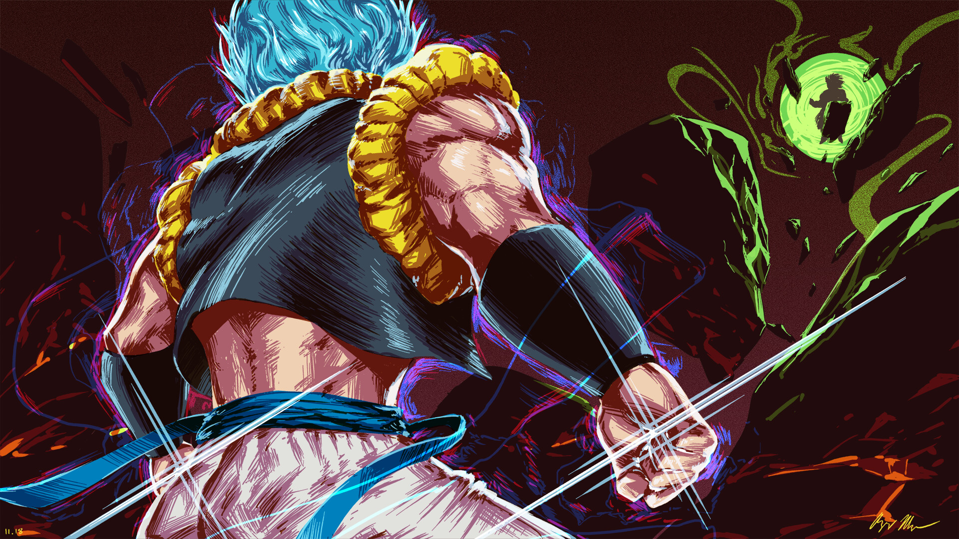 Gogeta from Dragon Ball fighting Broly HD Wallpaper