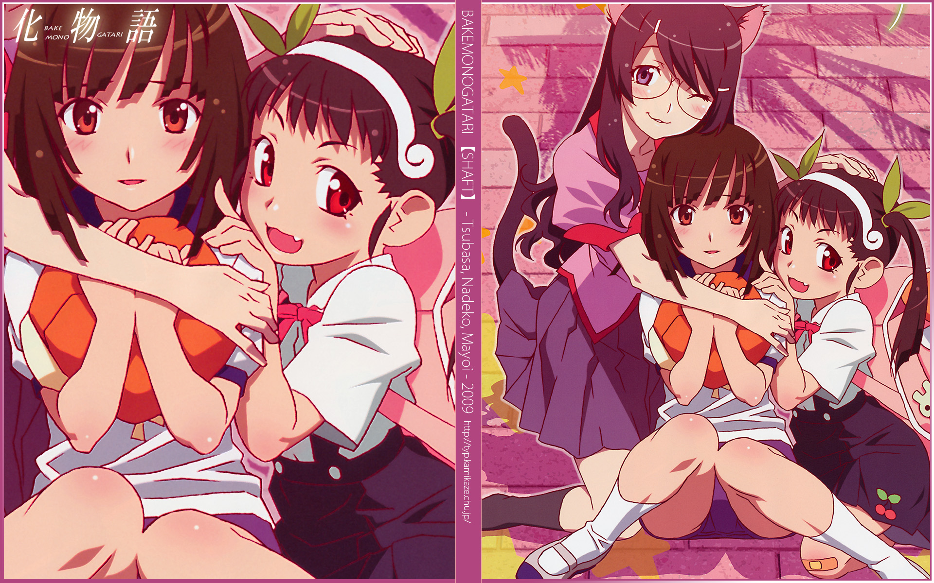 Bakemonogatari Tsubasa Hanekawa Nadeko Sengoku Mayoi Hachikuji HD Wallpaper