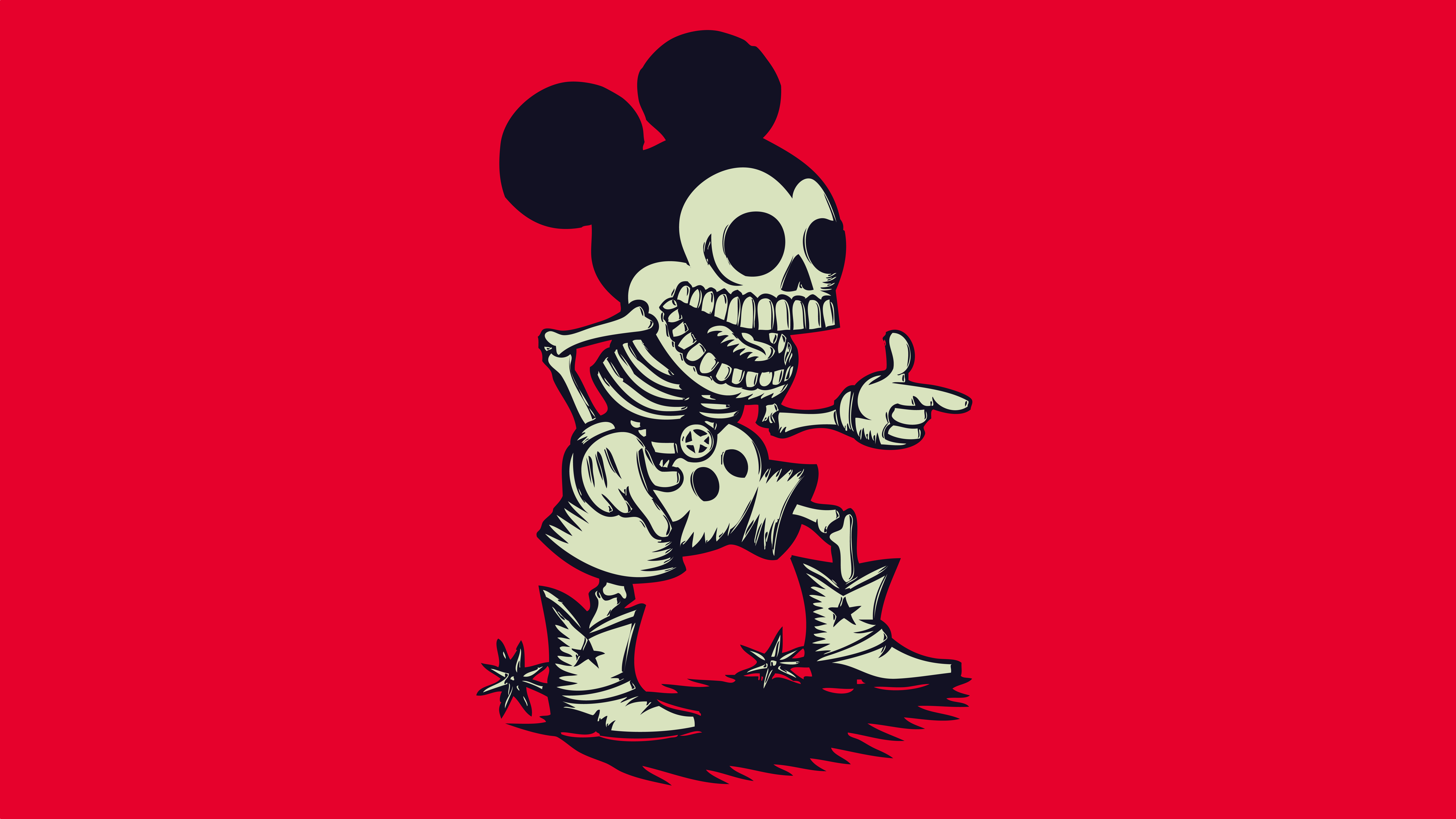 Skeleton Mickey Mouse in Cowboy Boots HD Wallpaper