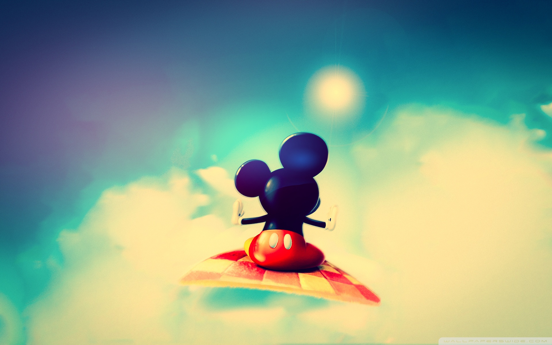 Mickey Mouse on a magic carpet HD Wallpaper