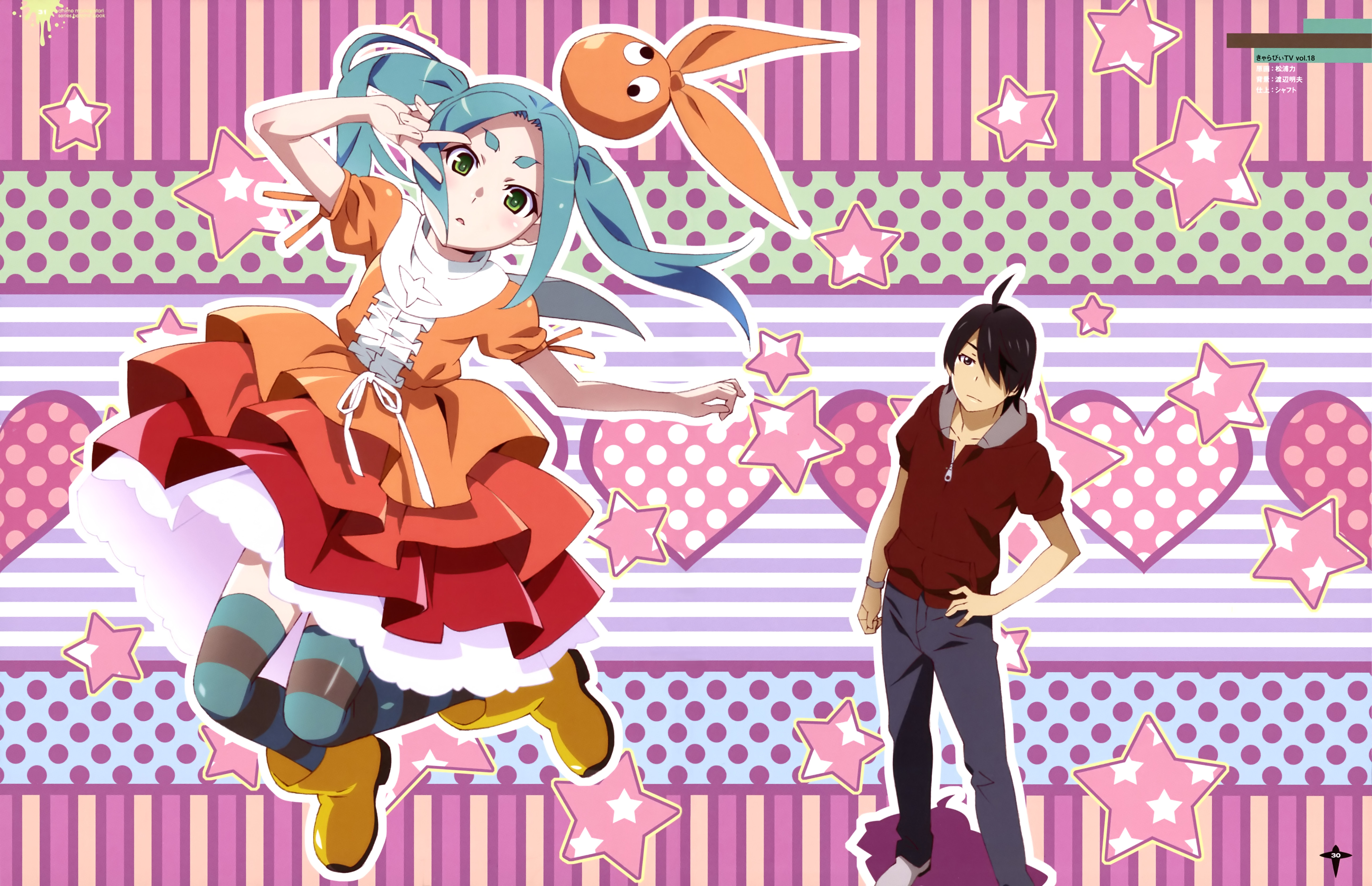 Shinobu Oshino and Koyomi Araragi from Monogatari Series HD Wallpaper