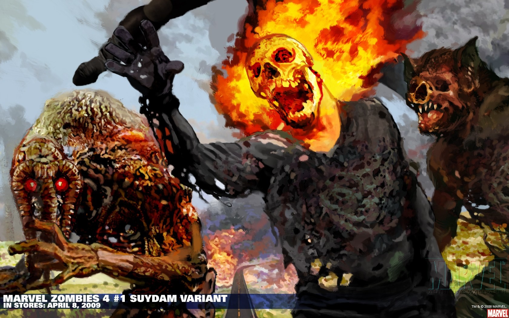 Ghost Rider and zombies from Marvel Zombies 4 HD Wallpaper
