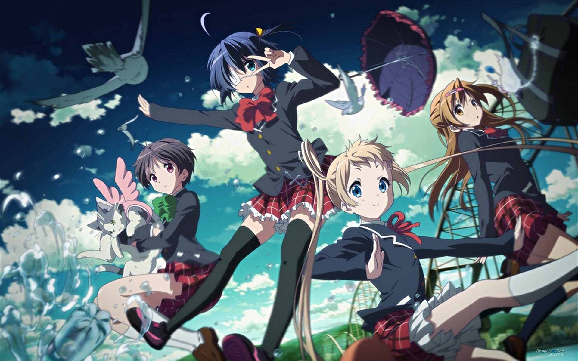 Rikka Takanashi and friends from Chuunibyou HD Wallpaper