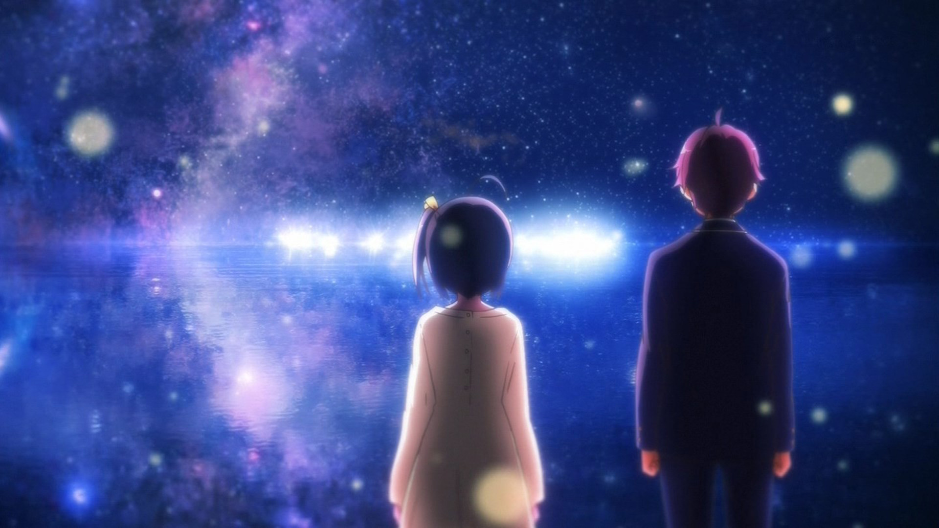 Rikka Takanashi in a starry landscape HD Wallpaper