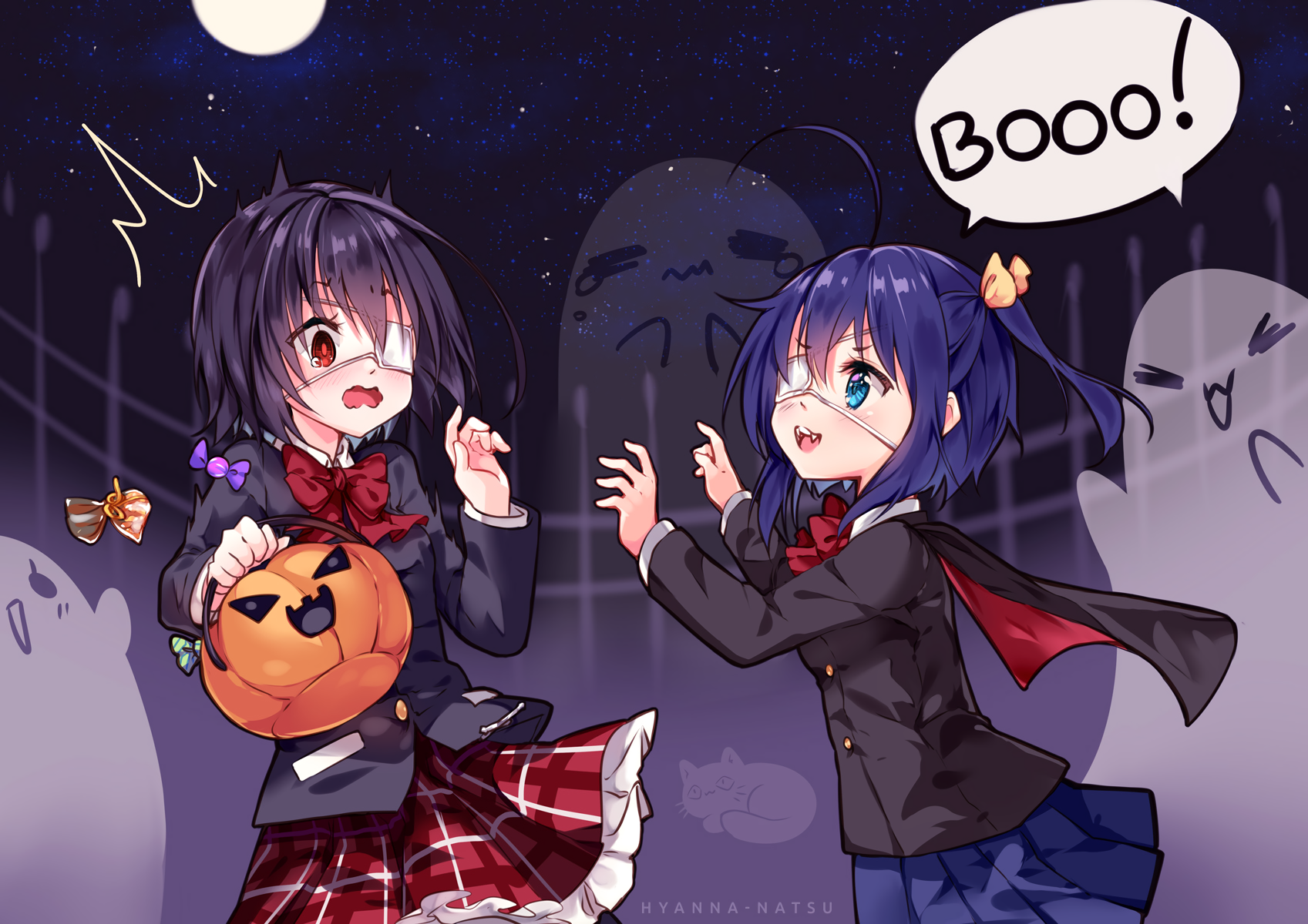 Rikka Takanashi and friend trick-or-treating HD Wallpaper
