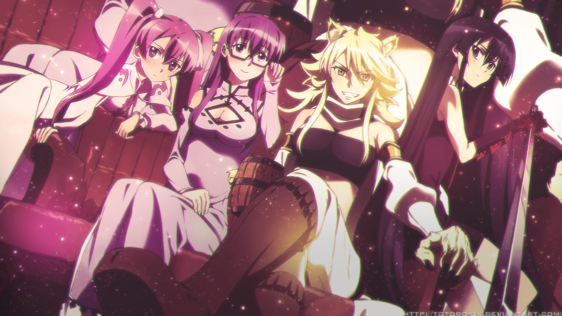 Four women from Akame Ga Kill! sitting together HD Wallpaper