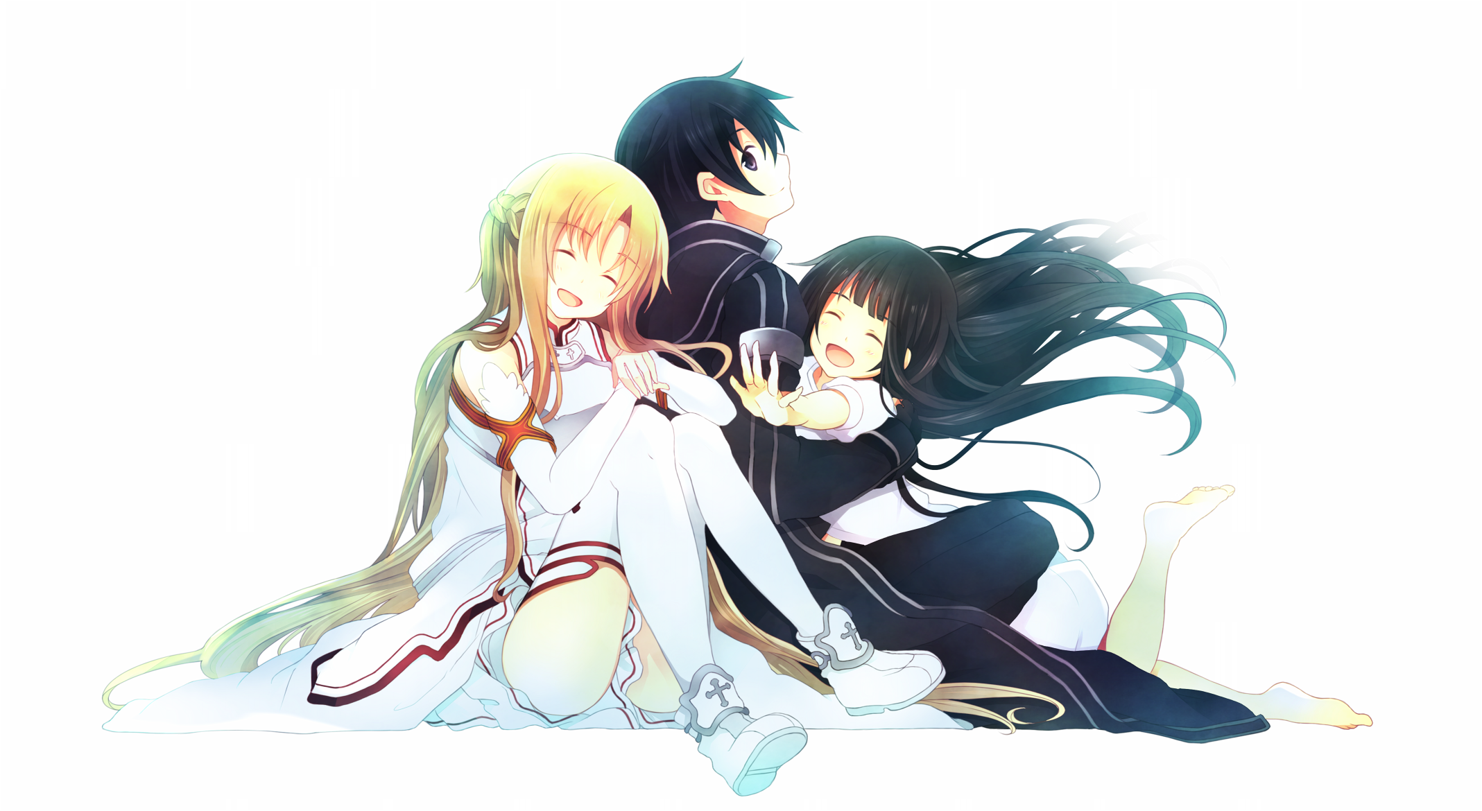 Kirito, Asuna, and Yui from Sword Art Online HD Wallpaper