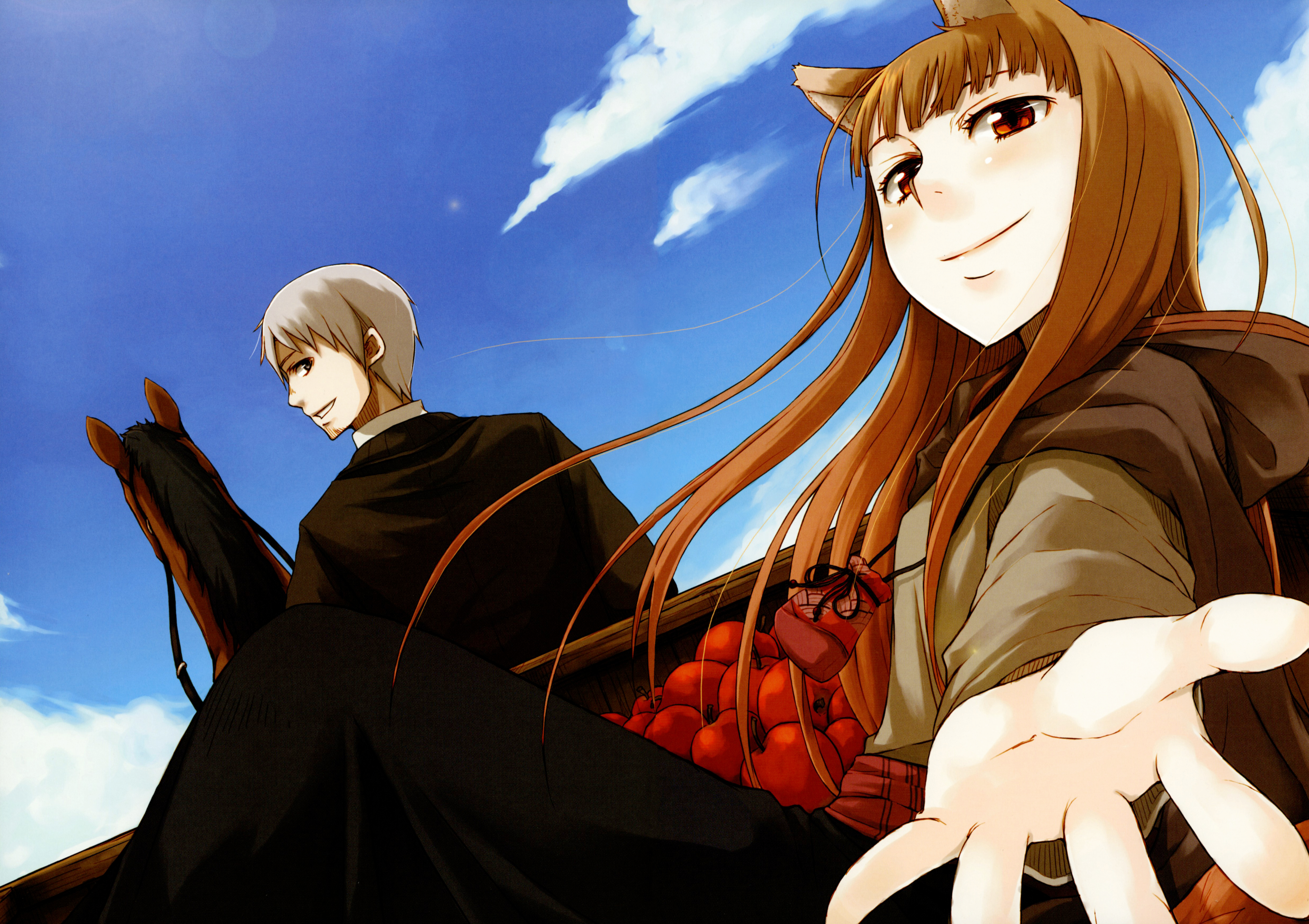 Holo from Spice & Wolf on a horse-drawn cart HD Wallpaper