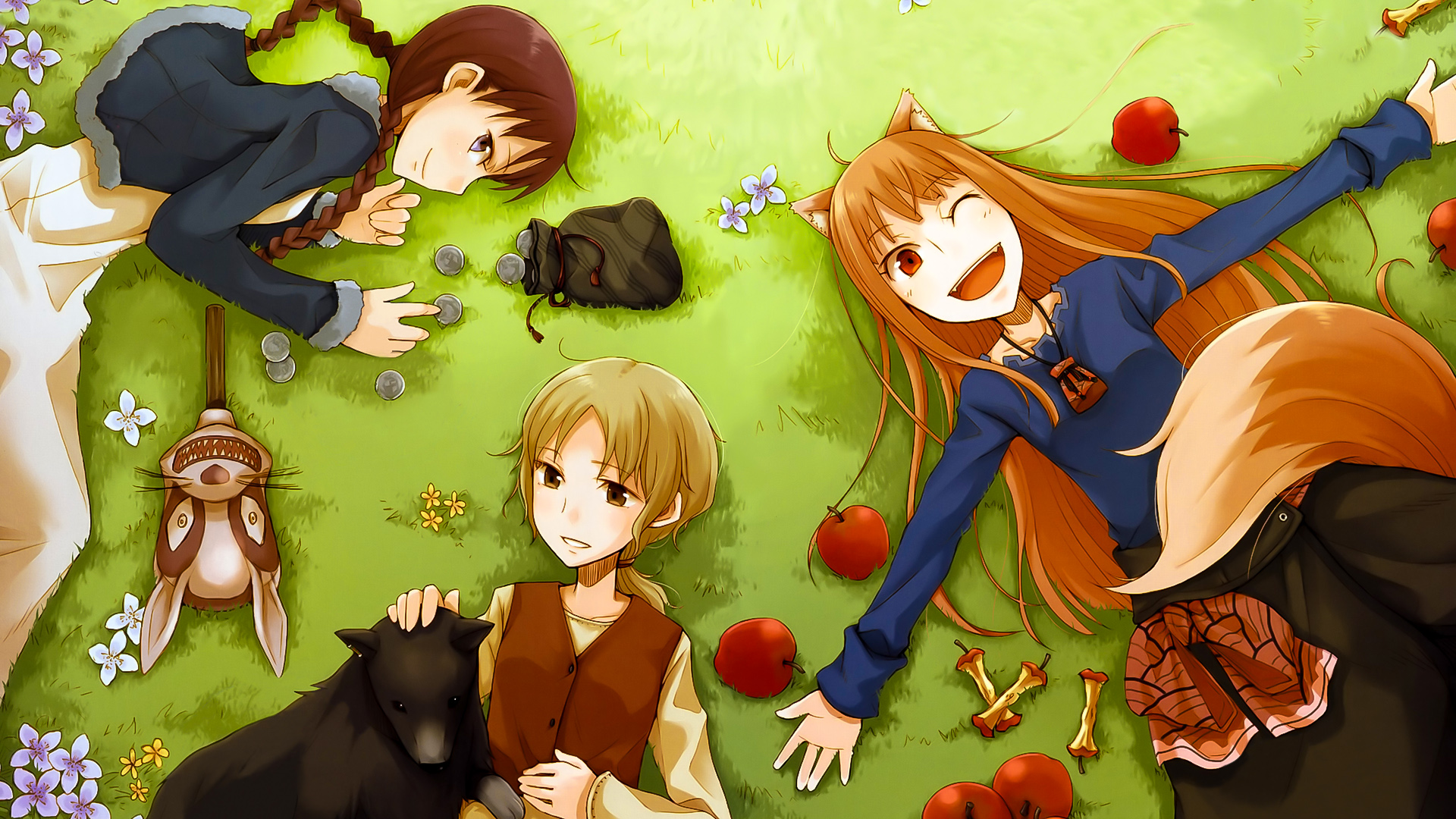 Holo from Spice & Wolf with companions HD Wallpaper