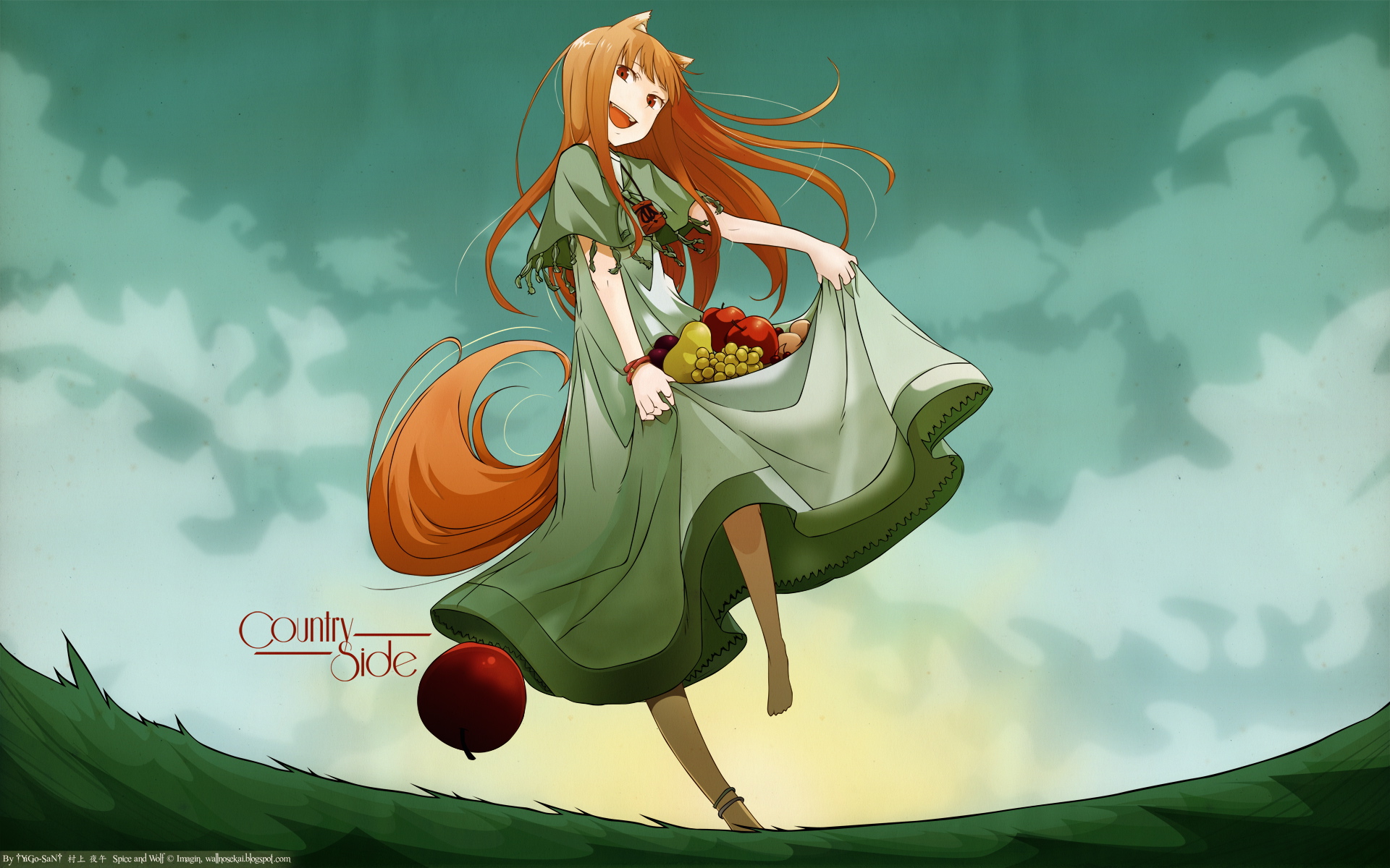 Holo from Spice & Wolf holding fruit HD Wallpaper