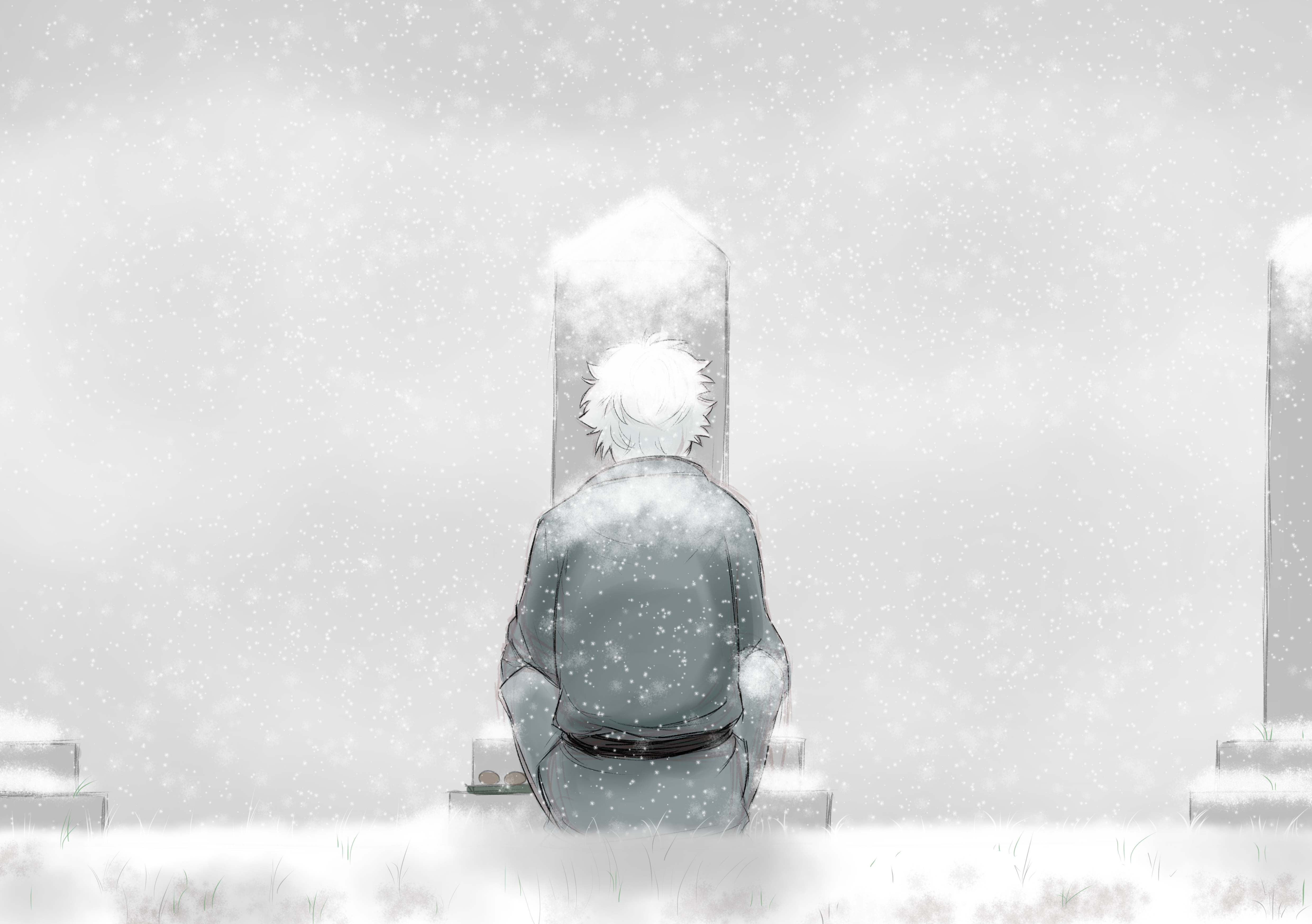 Gintoki Sakata in the snow HD Wallpaper