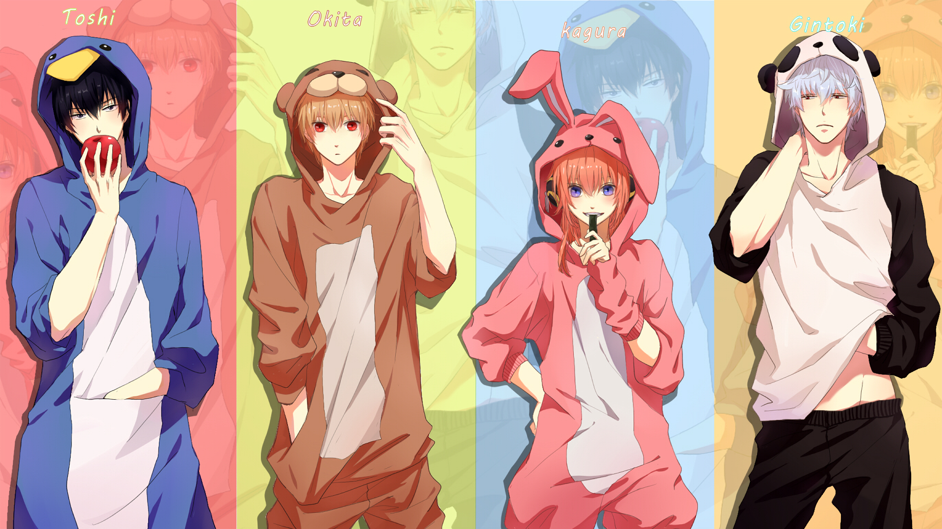 Toshi, Okita, Kagura, and Gintoki from Gintama HD Wallpaper
