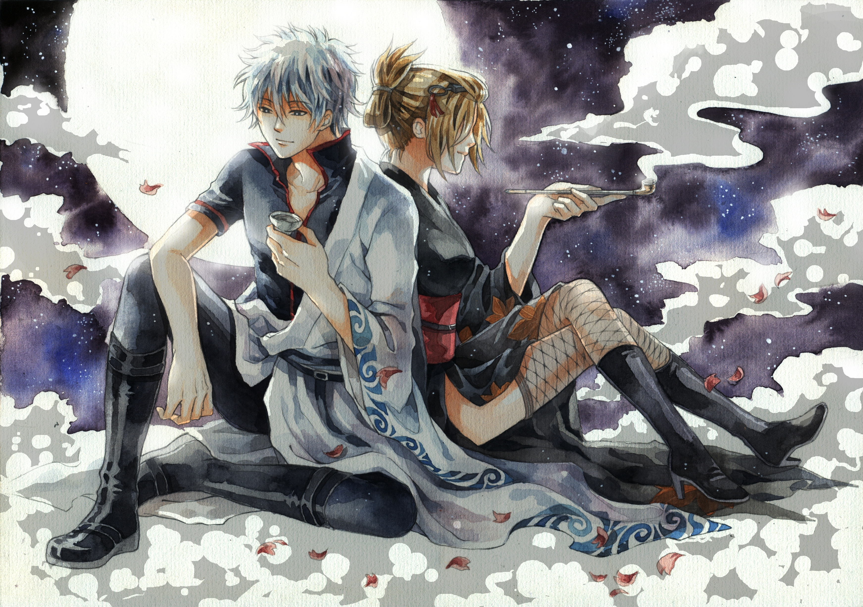 Gintoki Sakata and Kagura from Gintama HD Wallpaper