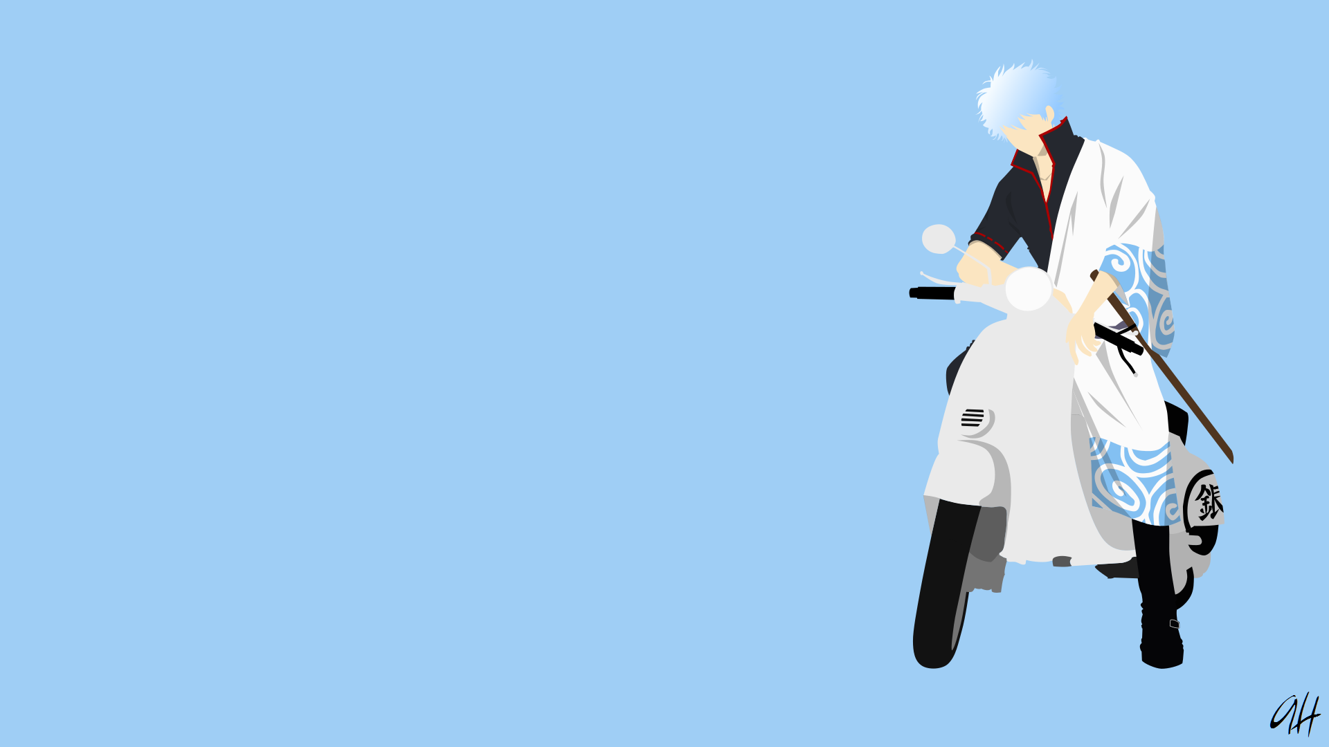 Gintoki Sakata on a Scooter HD Wallpaper