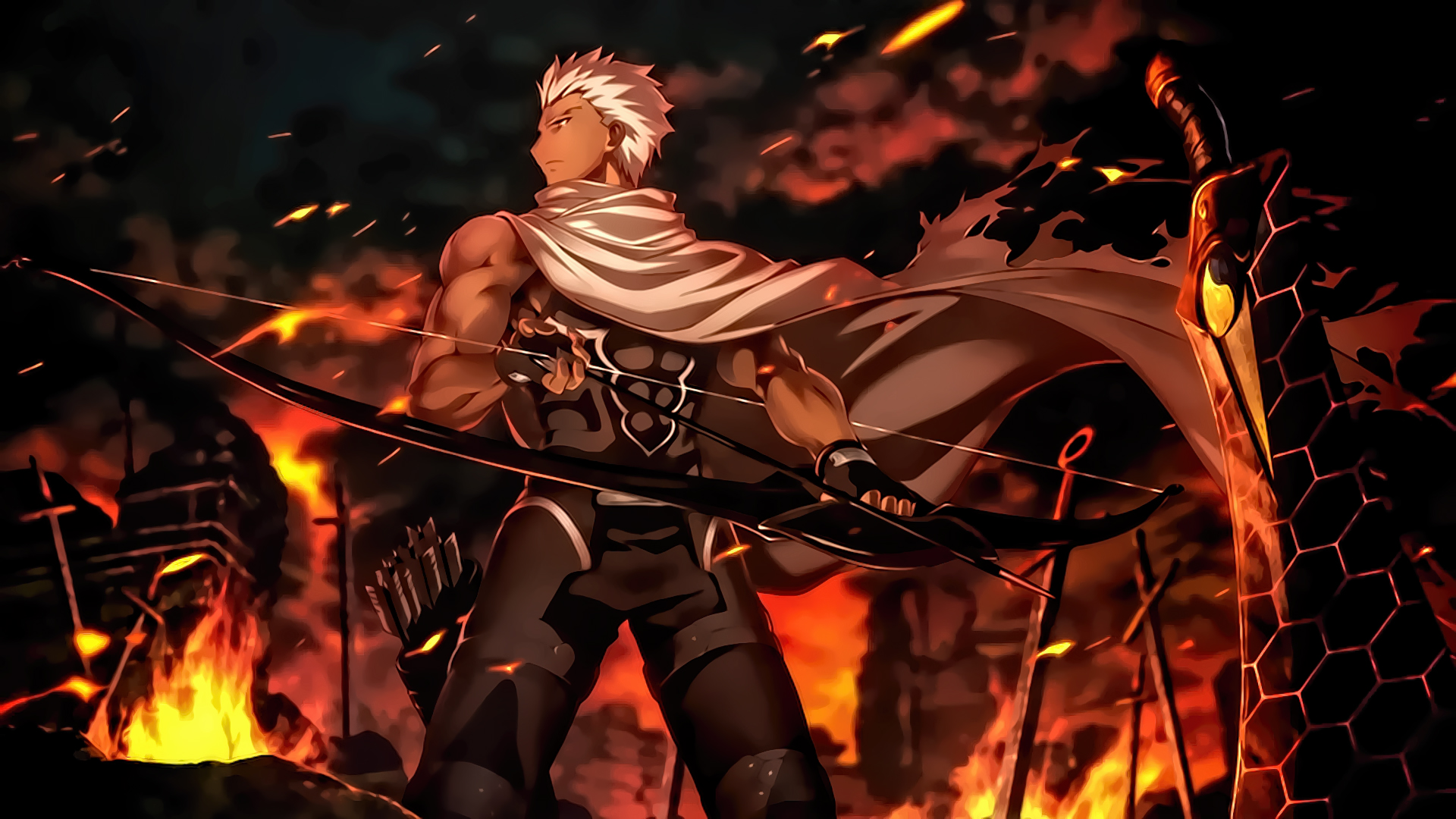 Archer from Fate/Stay Night with Bow and Sword HD Wallpaper