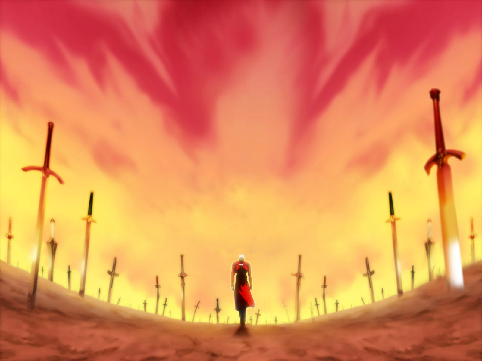 Archer from Fate/Stay Night in a field of swords HD Wallpaper