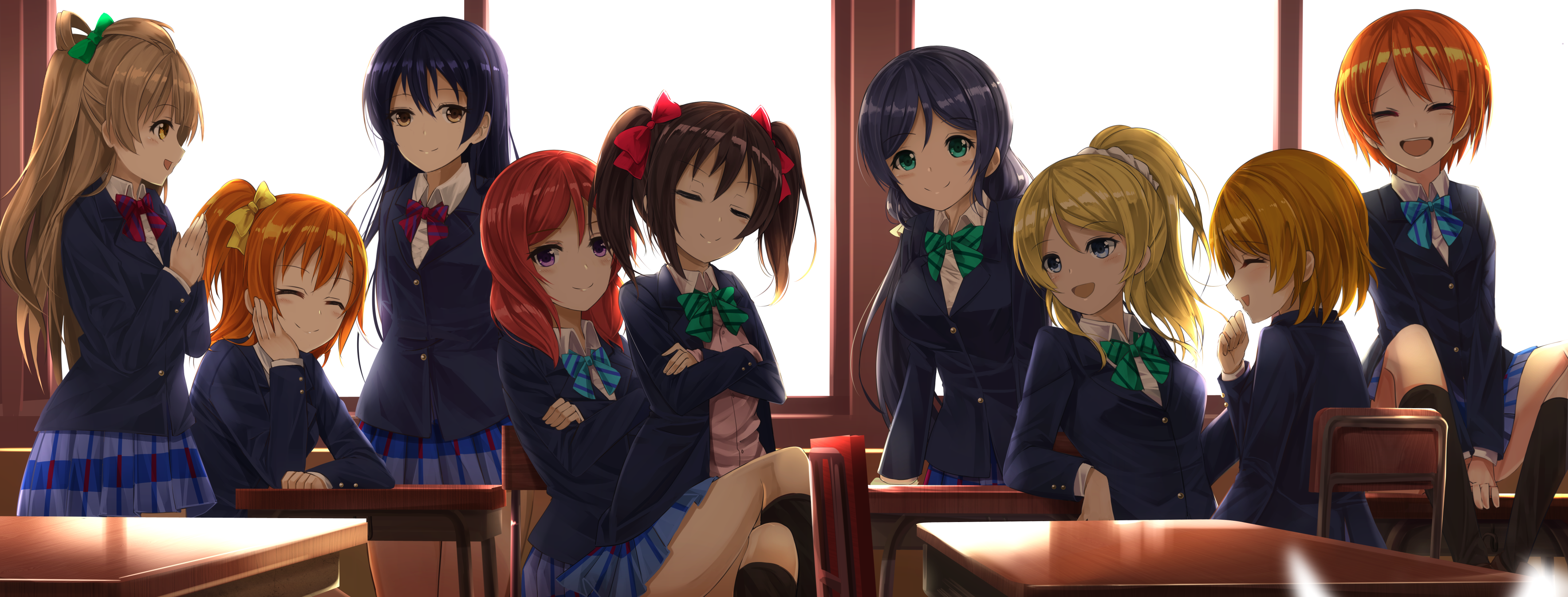 Love Live! School Idol Project girls in classroom HD Wallpaper