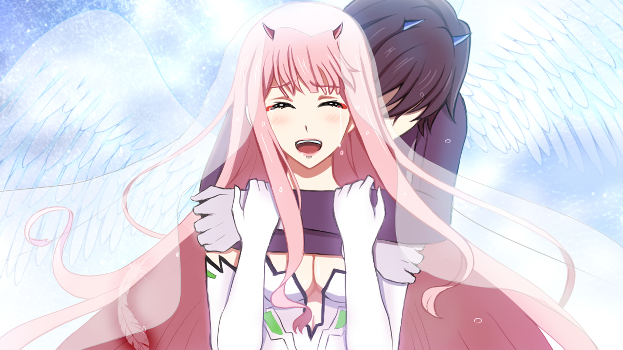 Zero Two and Hiro from Darling in the FranXX HD Wallpaper
