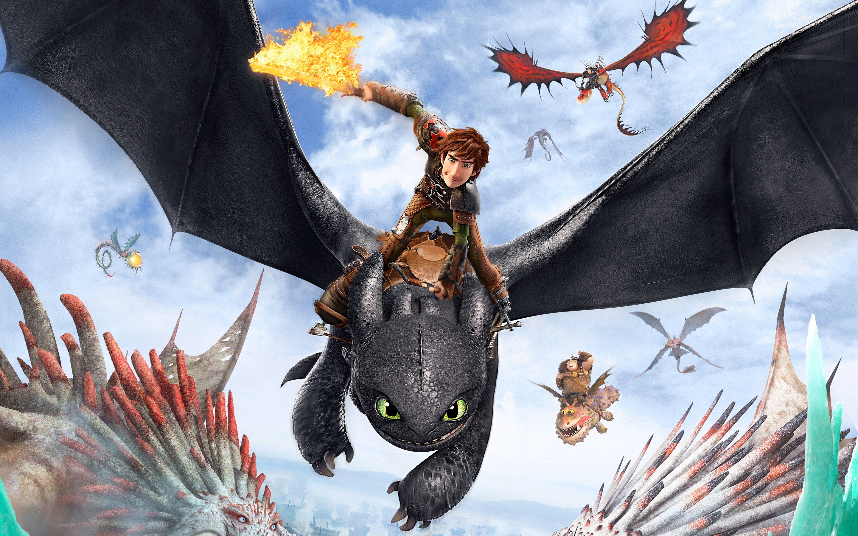 Hiccup and Toothless from How to Train Your Dragon flying HD Wallpaper