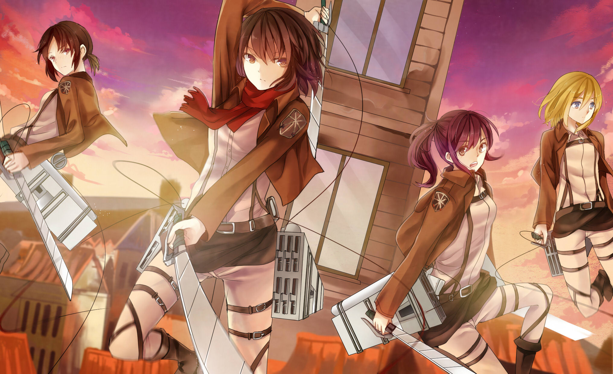 Mikasa Ackerman and friends from Attack on Titan HD Wallpaper