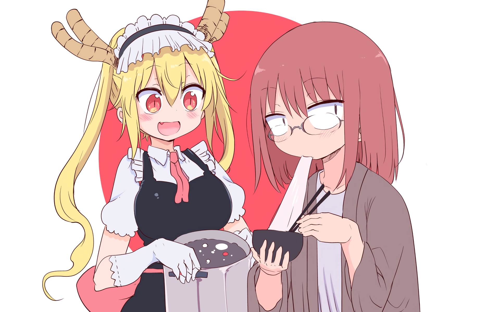 Tohru and Kobayashi from Miss Kobayashi's Dragon Maid HD Wallpaper