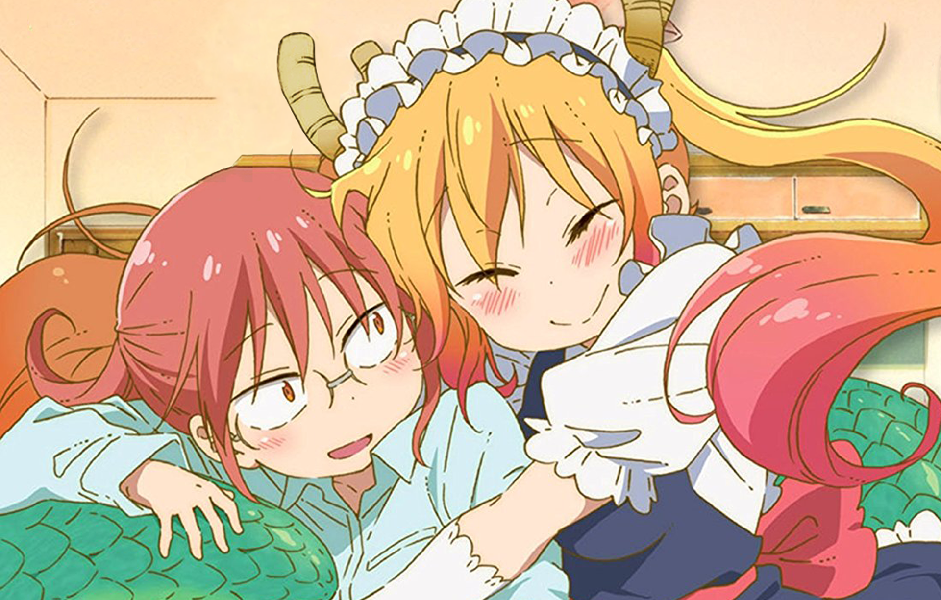 Tohru and Kobayashi from Miss Kobayashi's Dragon Maid HD Wallpaper