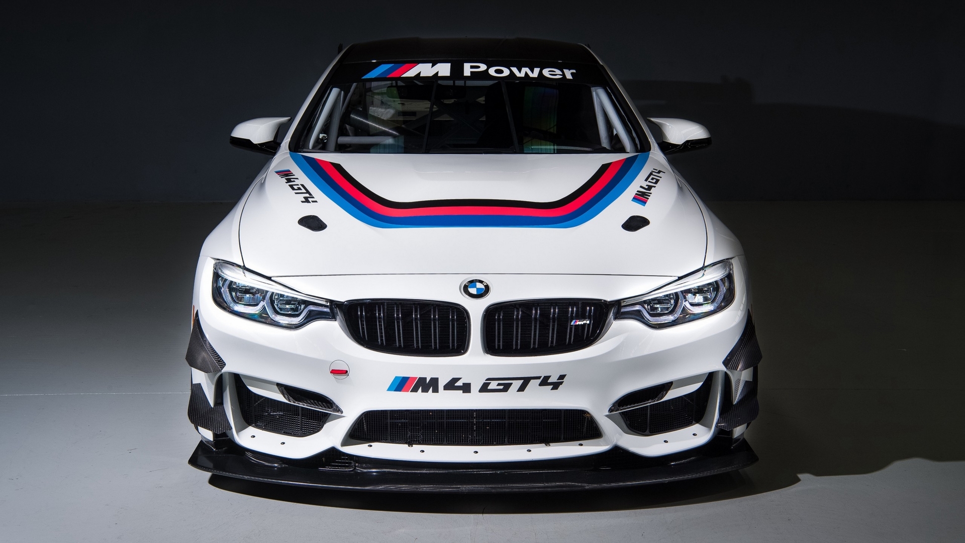 White BMW M4 GT4 race car with M Power livery HD Wallpaper