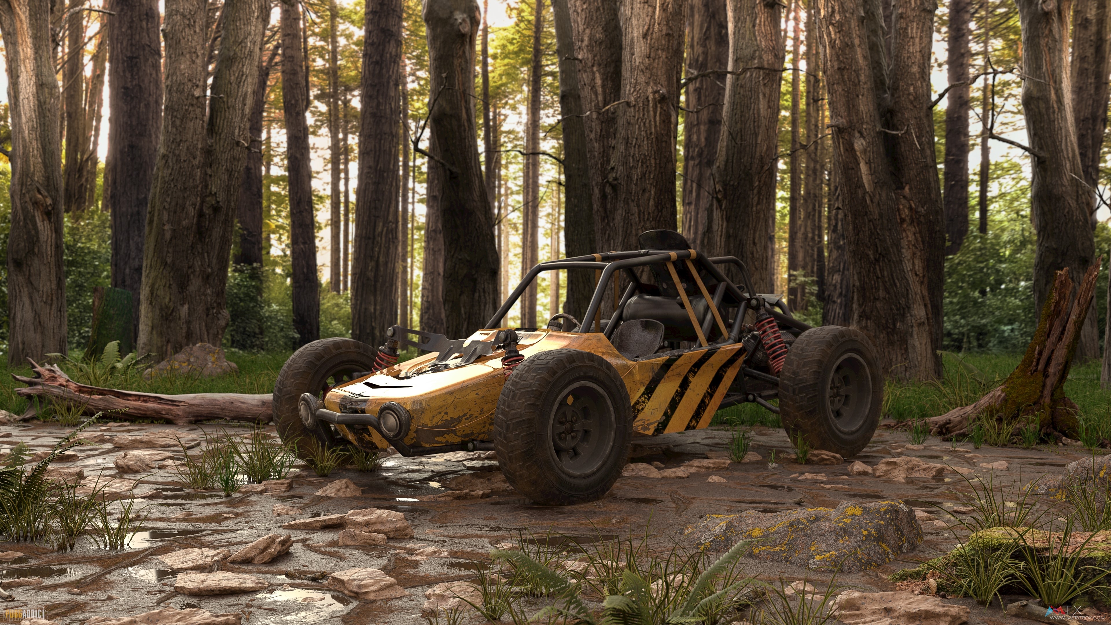 PUBG Buggy in a Lush Forest HD Wallpaper