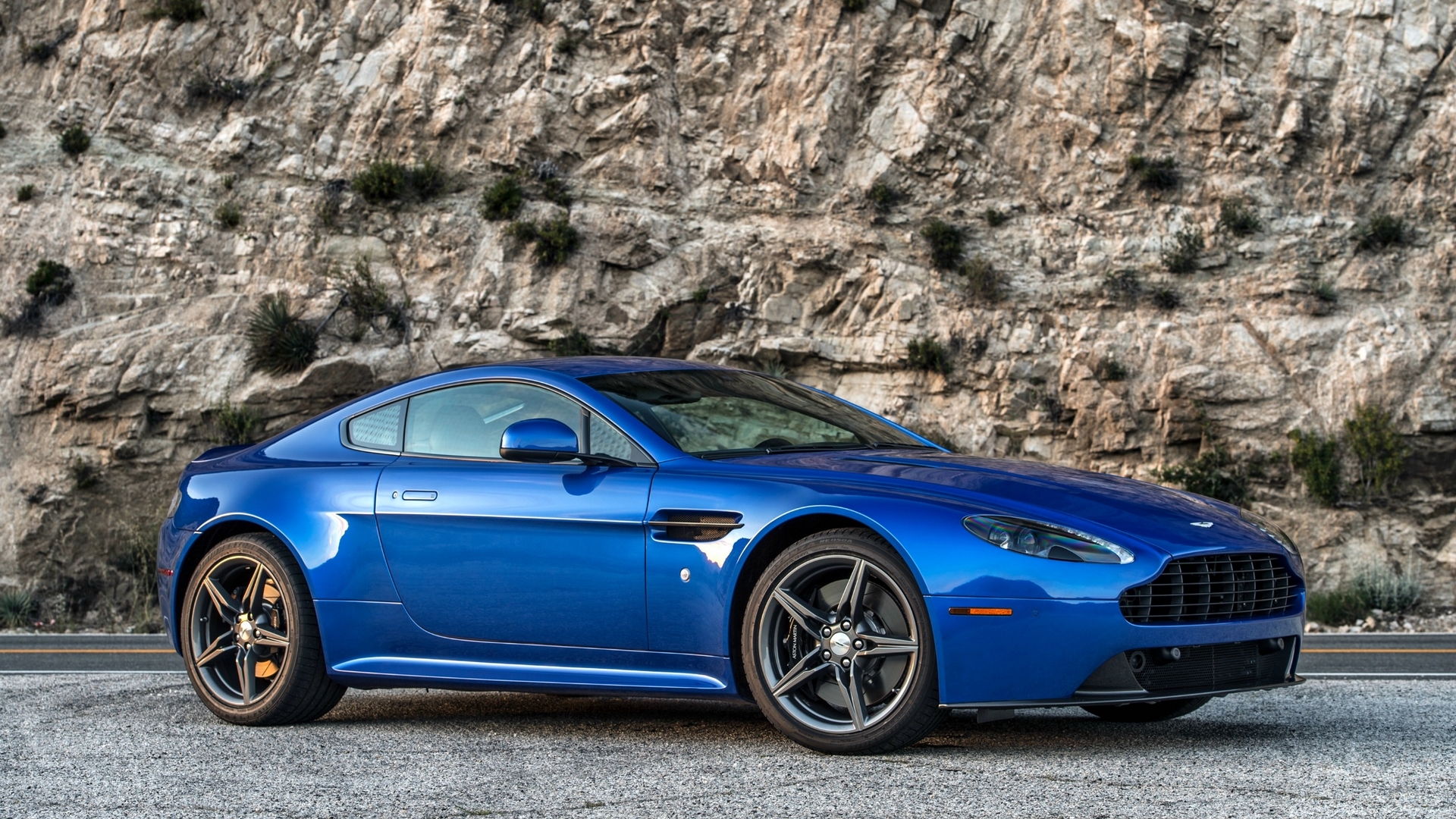 2017 Blue Aston Martin Vantage HD Wallpaper