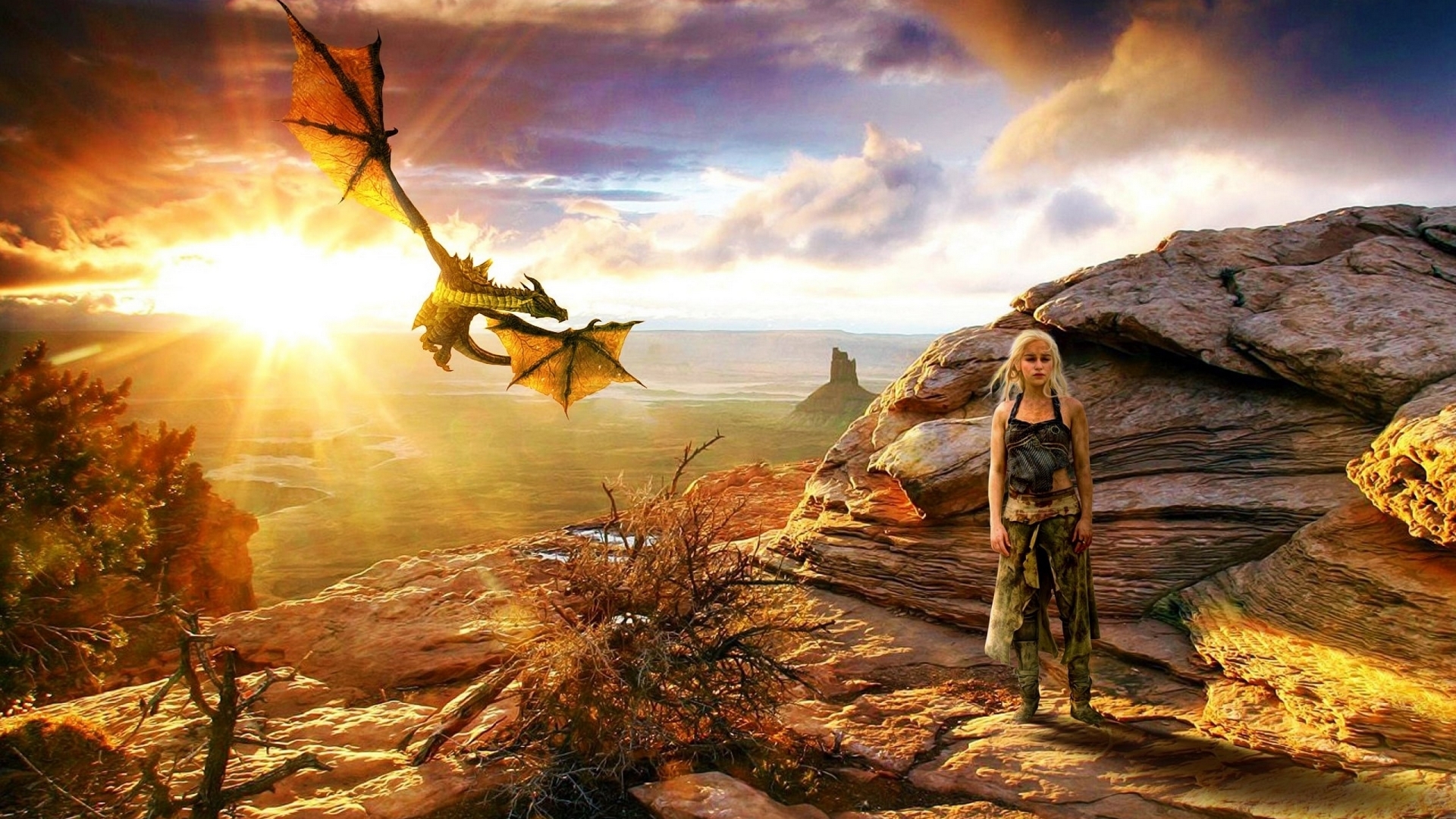 Daenerys Targaryen and dragon from Game of Thrones HD Wallpaper