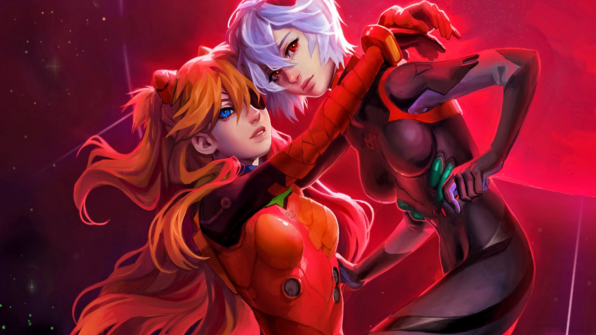 Asuka and Rei from Neon Genesis Evangelion HD Wallpaper