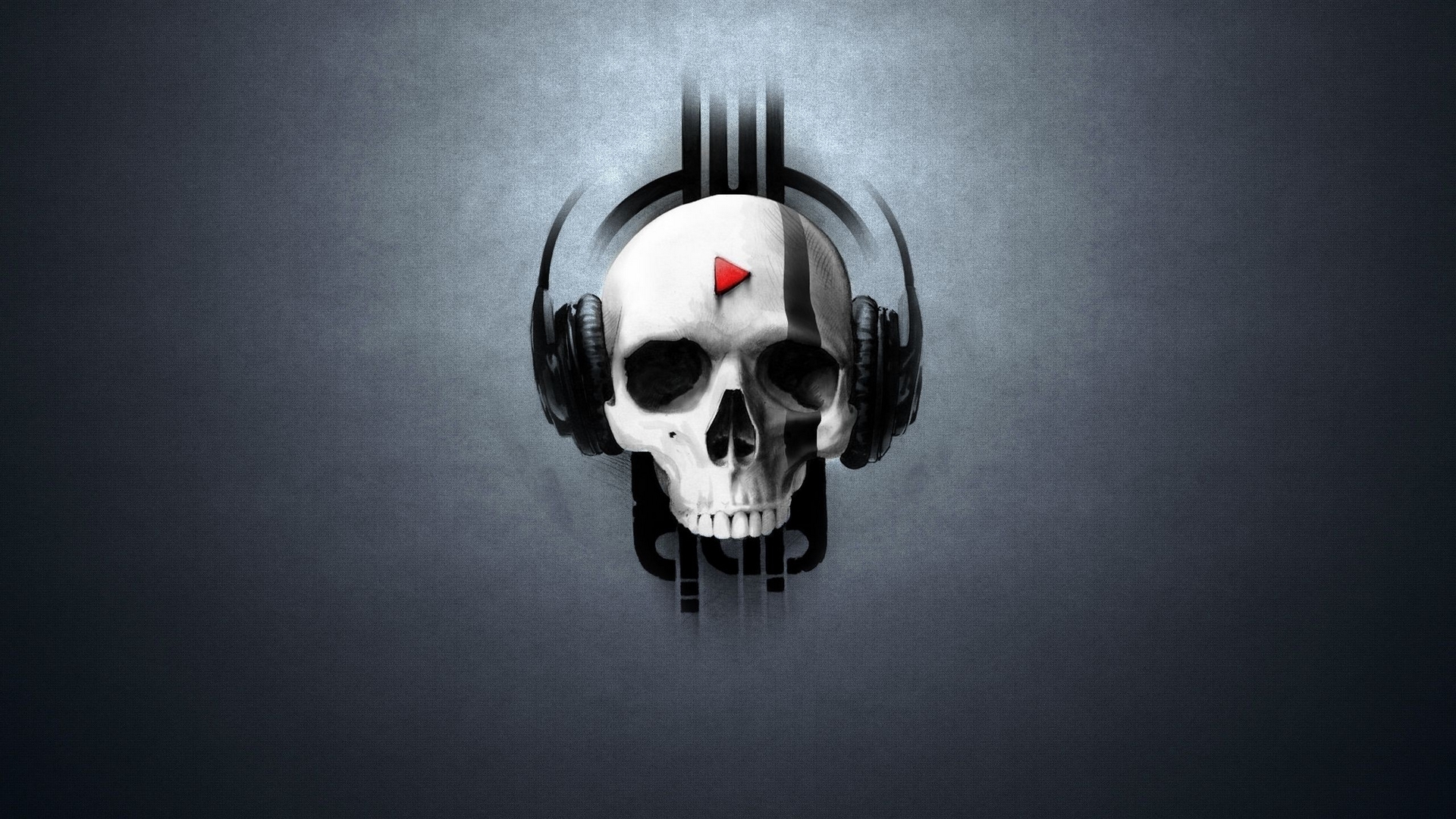 Skull Wearing Headphones with Play Button HD Wallpaper