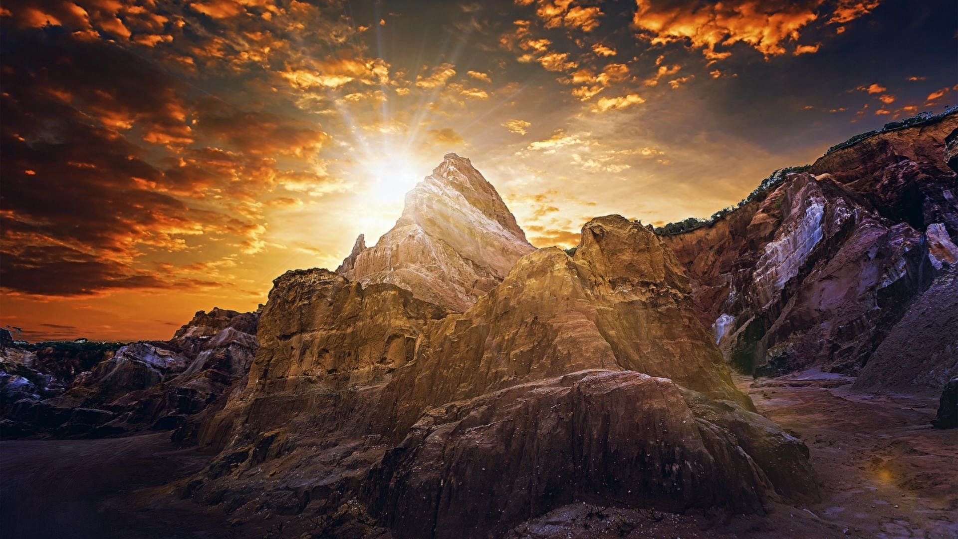 Sunset Over Mountains in Brazil HD Wallpaper