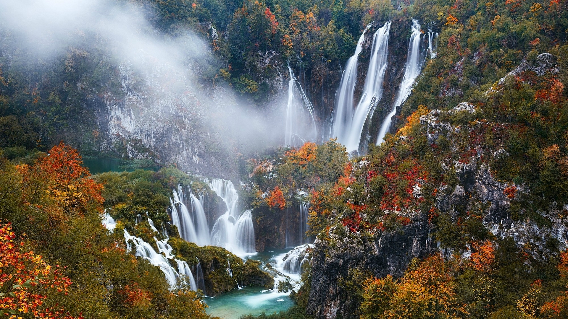 Plitvice Lakes National Park Waterfalls in Croatia HD Wallpaper