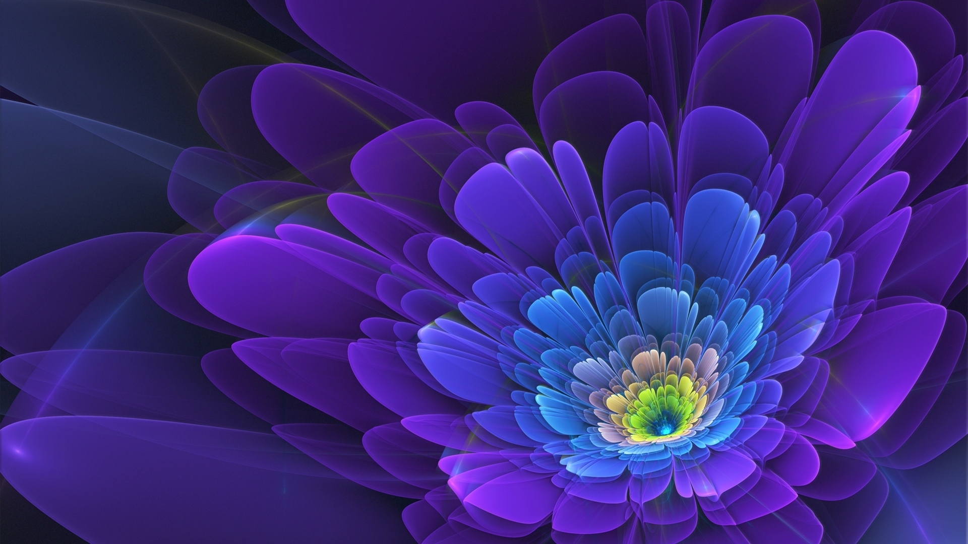 Abstract purple and blue fractal flower HD Wallpaper