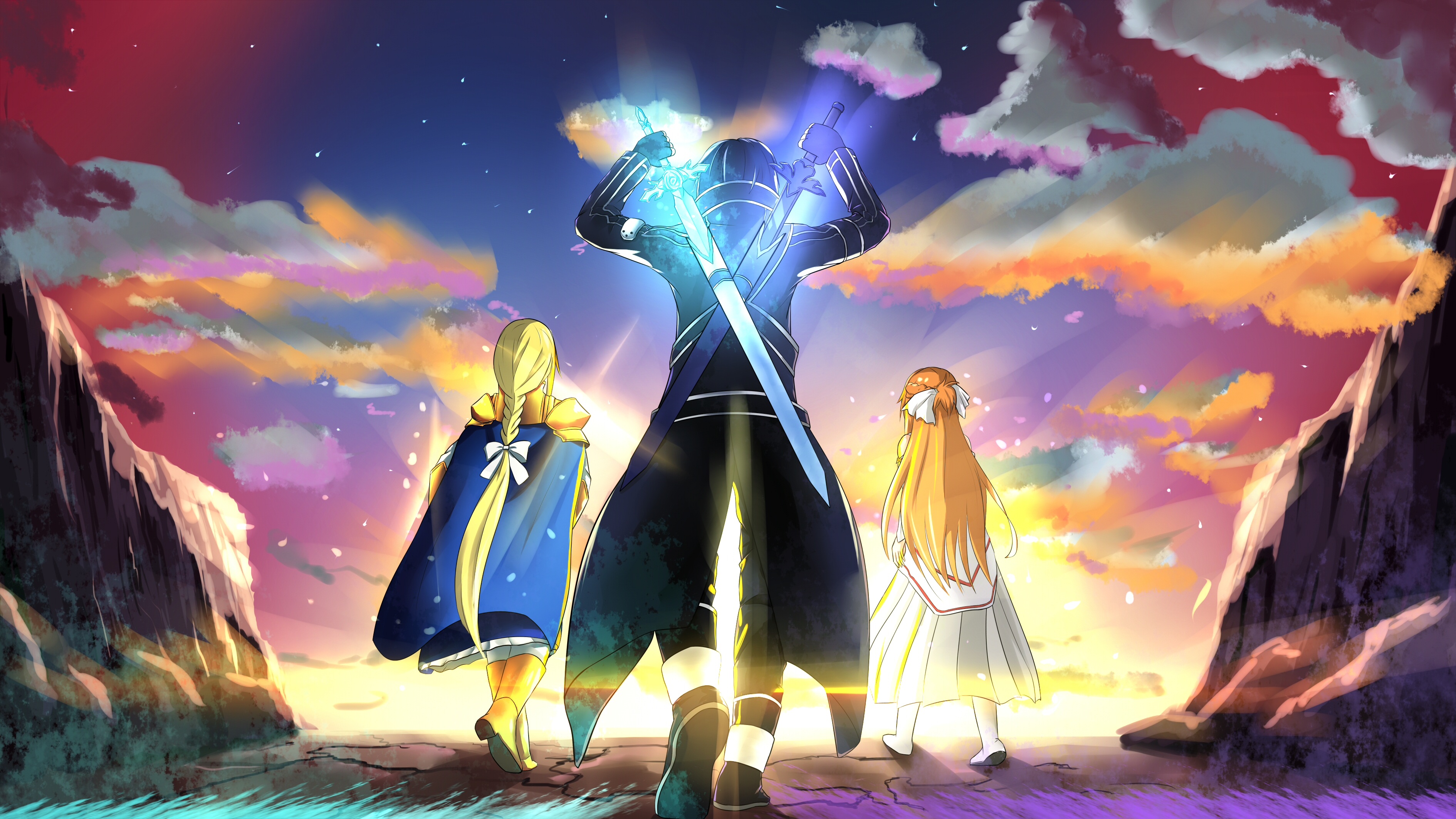 Kirito, Alice, and Asuna from Sword Art Online HD Wallpaper